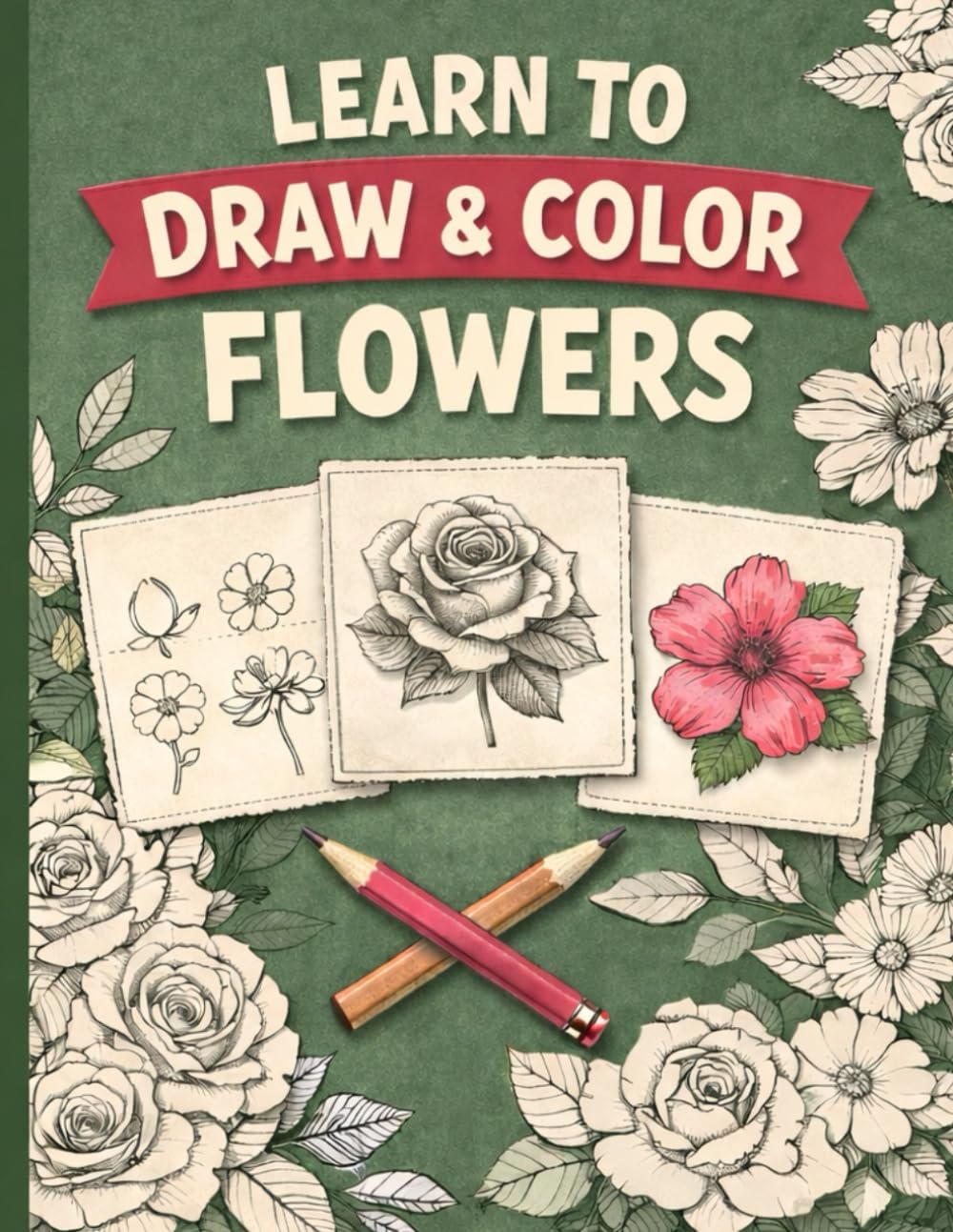 Floral Drawing & Coloring Workbook: Learn to Draw Flowers While Relaxing Through Coloring
