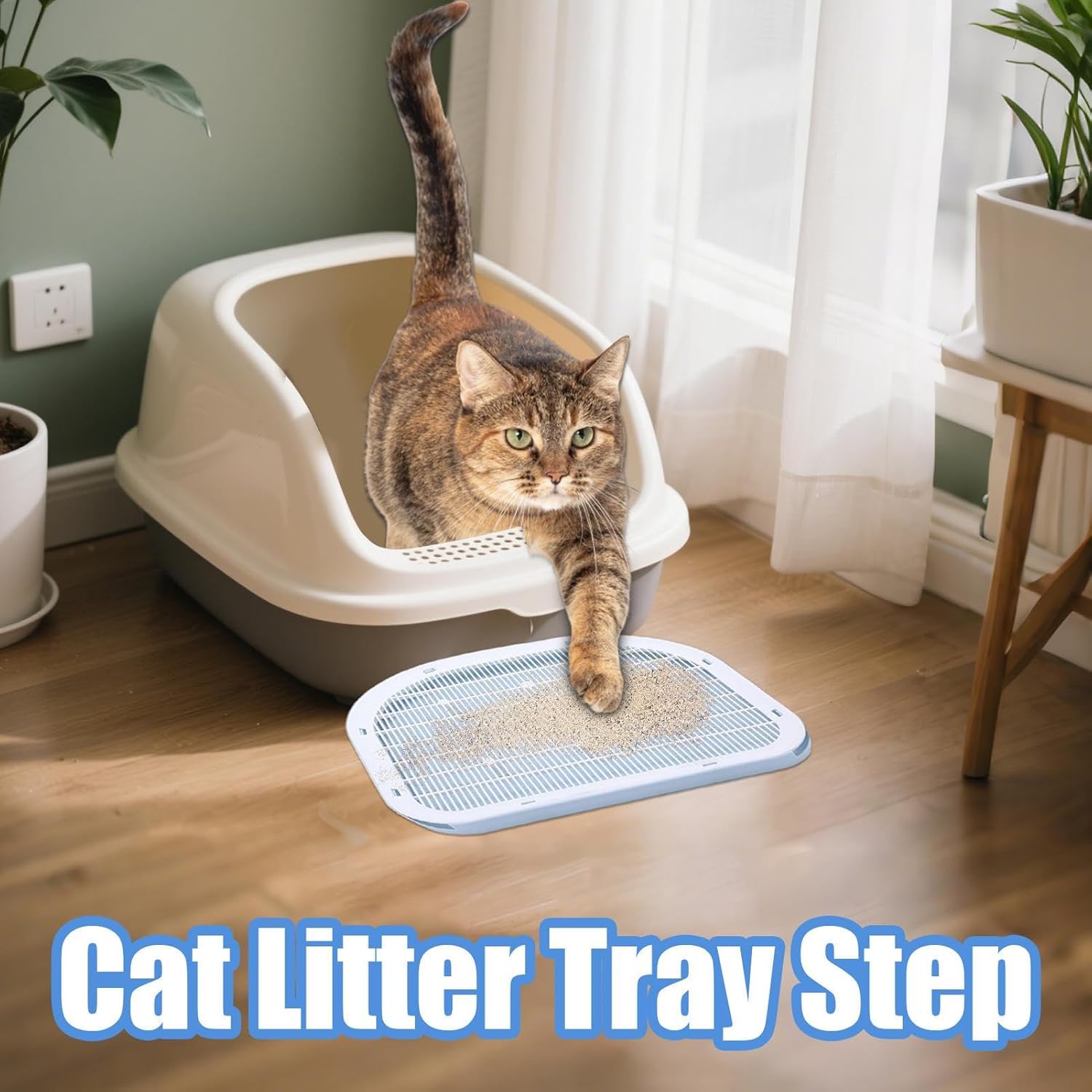 Cat Litter Box Step - Elevated Cat Litter Ramp with Double Layer and Non-Slip Trapper, Easy Clean Design for Kittens and Cats, Enhancing Pet Accessibility, Home Indoor Use, Floor Cleanliness