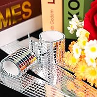 Vista 5 de PP OPOUNT 2160 azulejos de espejo autoadhesivos, calcomanías de bola de discoteca de 0.197 x 0.197 in para decoración de manualidades, azulejos