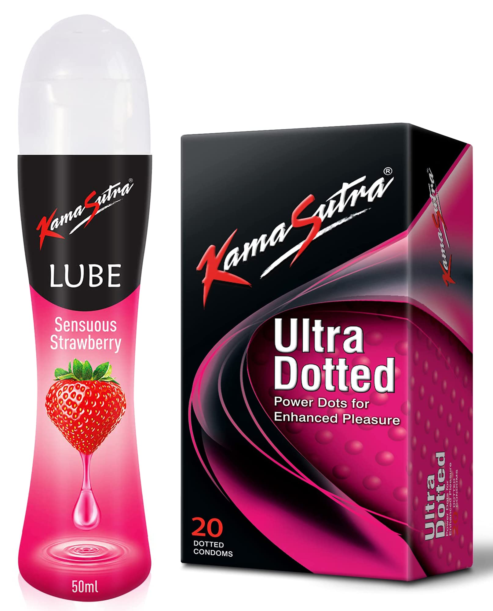 KamaSutra Ultra Dotted Condoms for men - 20 count & Strawberry Personal Lubricant - 50 ml-image-36