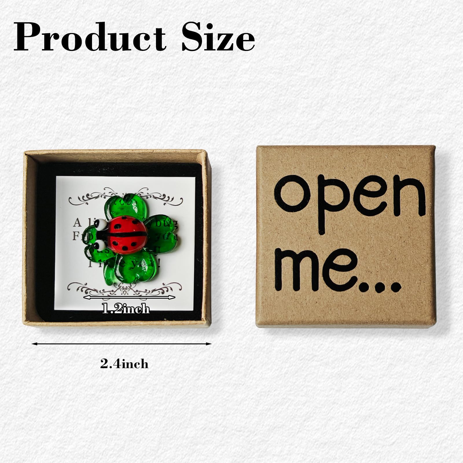Laozai I Love You Gift, Lucky Charm,Hand-Blown Mini Crystal Ladybug on 4-Leaf Clover Figurine Perfect Good Luck Gift for Him Boyfriend or Girlfriend Valentine's Day Anniversary