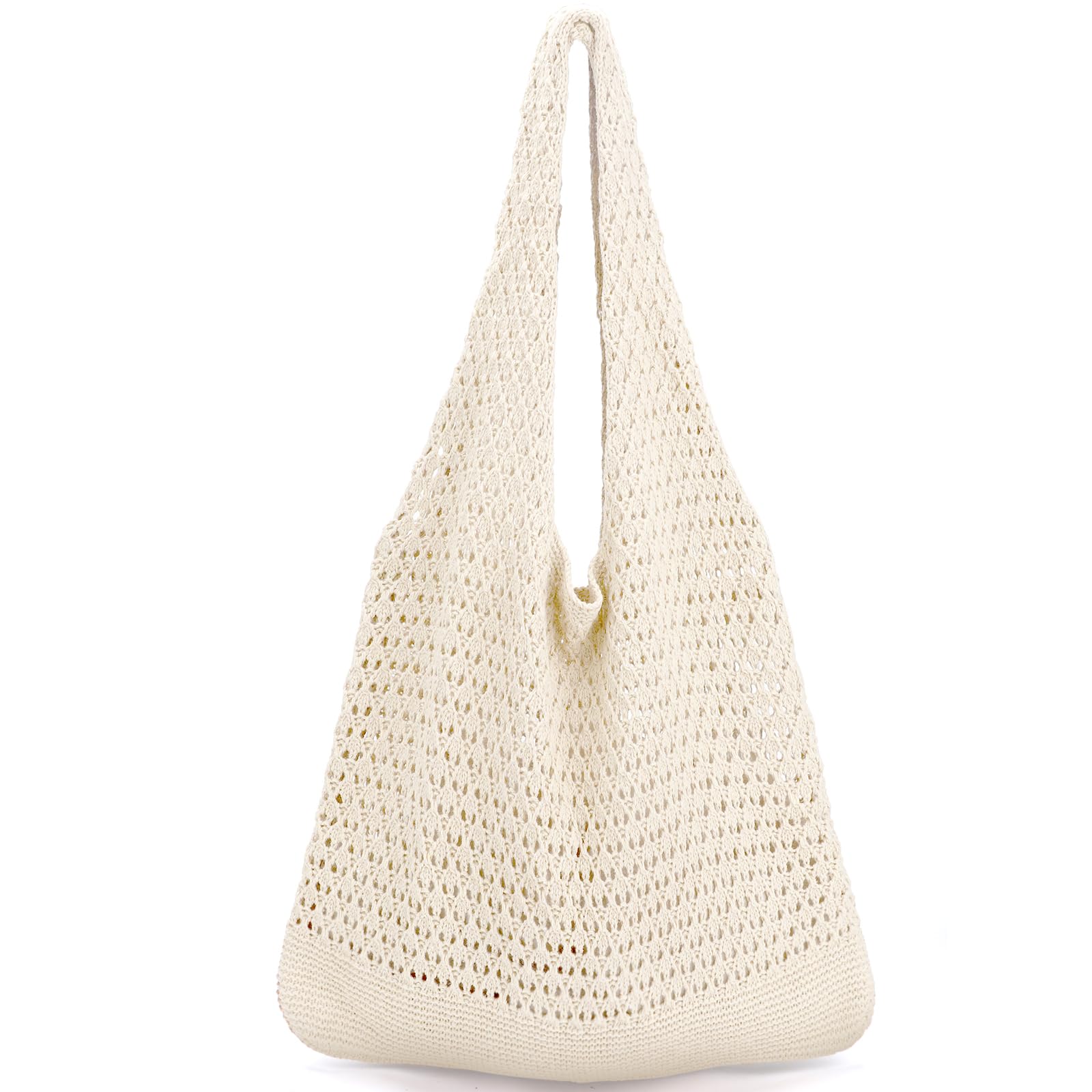 KPX Crochet Tote, Beach Mesh Knitted Shoulder Bag - Large Aesthetic Hobo Bag for Women - Summer