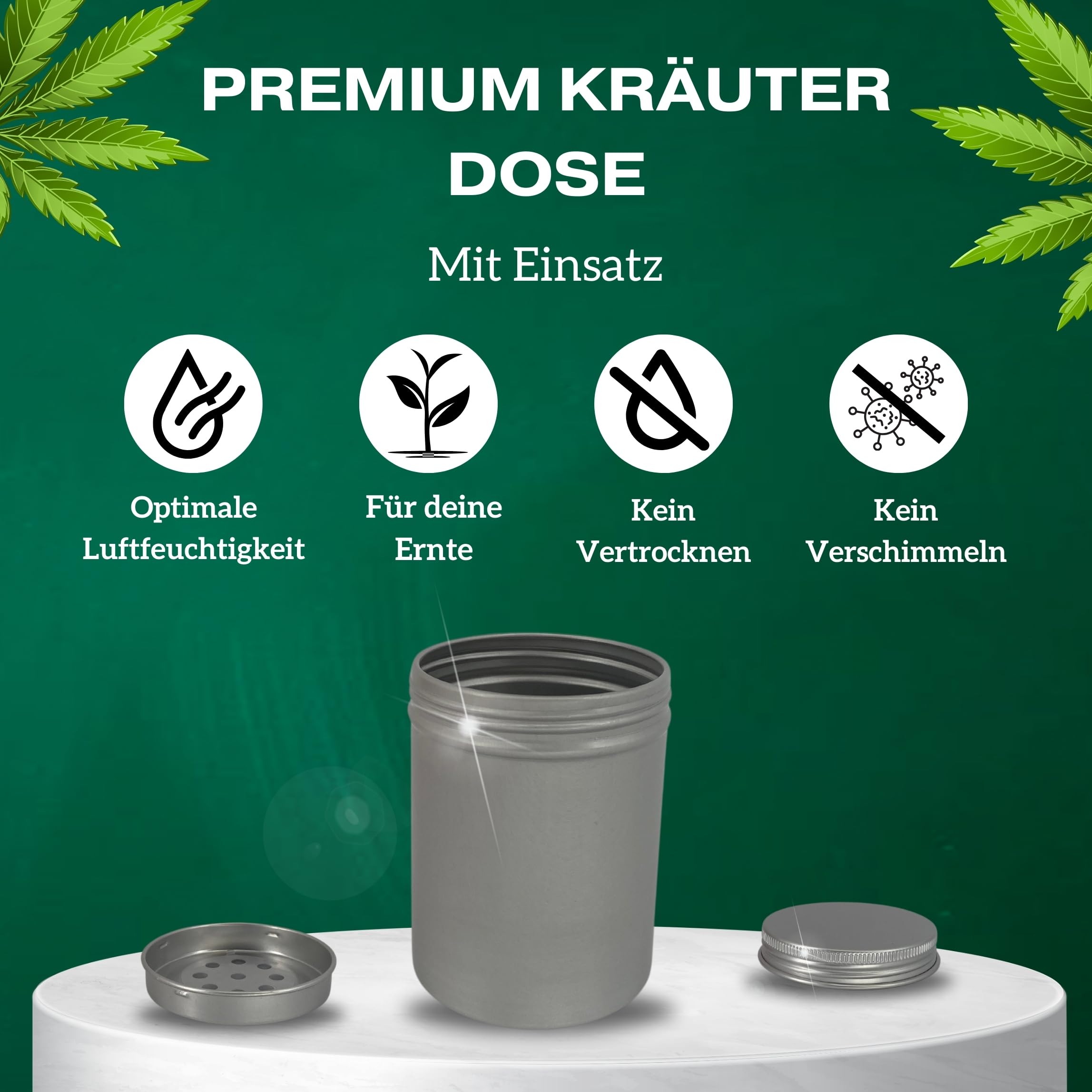 TronicXL 58% Premium Cannabis Aufbewahrung Case Aufbewahrungsdose mit Einsatz 250ml kompatibel mit Boveda + Pack Größe 4 Grow Aufbewahrung Ernte Dose UV SCHUTZ Metall Küche, Haushalt & Wohnen