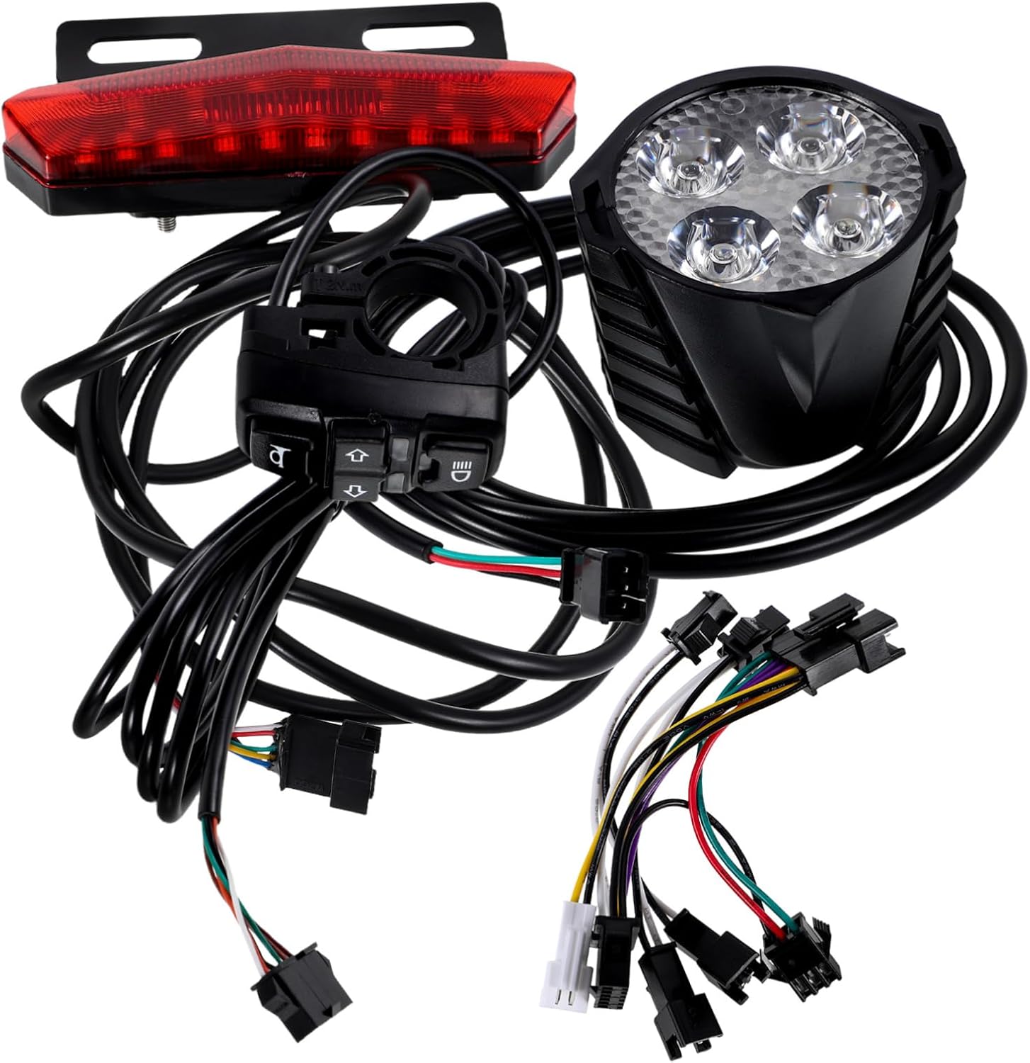 Bike Tail Light Kit with Led Lights Auto Horn Button Electric Bike Switch Easy Install