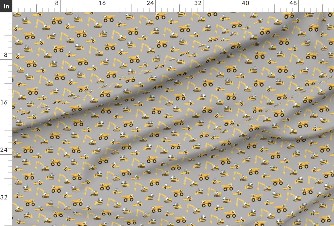 Spoonflower Fabric - Trucks Yellow Grey Construction Truck Crane Boy Printed on Minky Fabric by The Yard - Sewing Baby Blankets Quilt Backing Plush