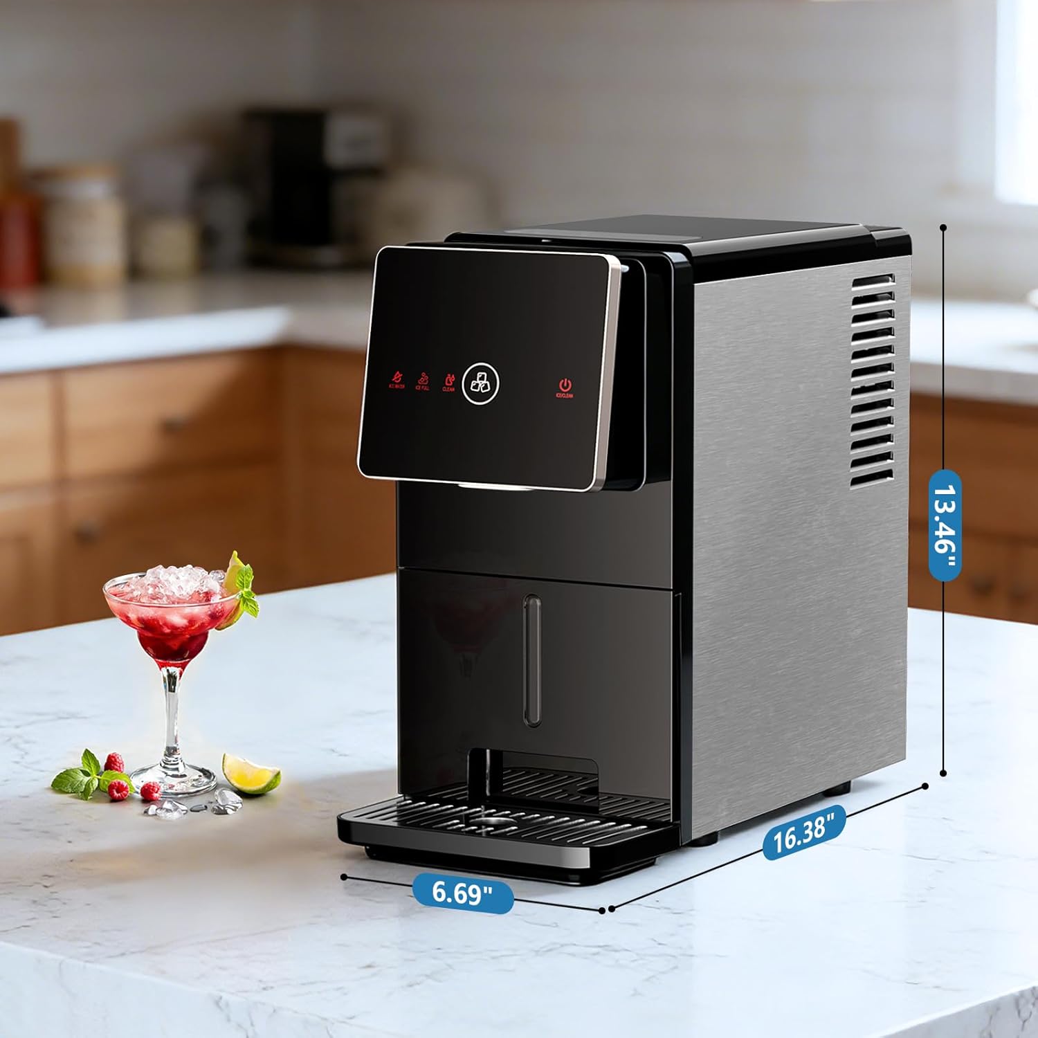 Antarctic Star Countertop Nugget Ice Maker, Self-Cleaning Portable Ice Machine, 33 lb/24H, 1.8L Water Tank, 1.5 lb Ice Storage, Touch Screen & Auto Ice Drop, for Home/Office/Kitchen