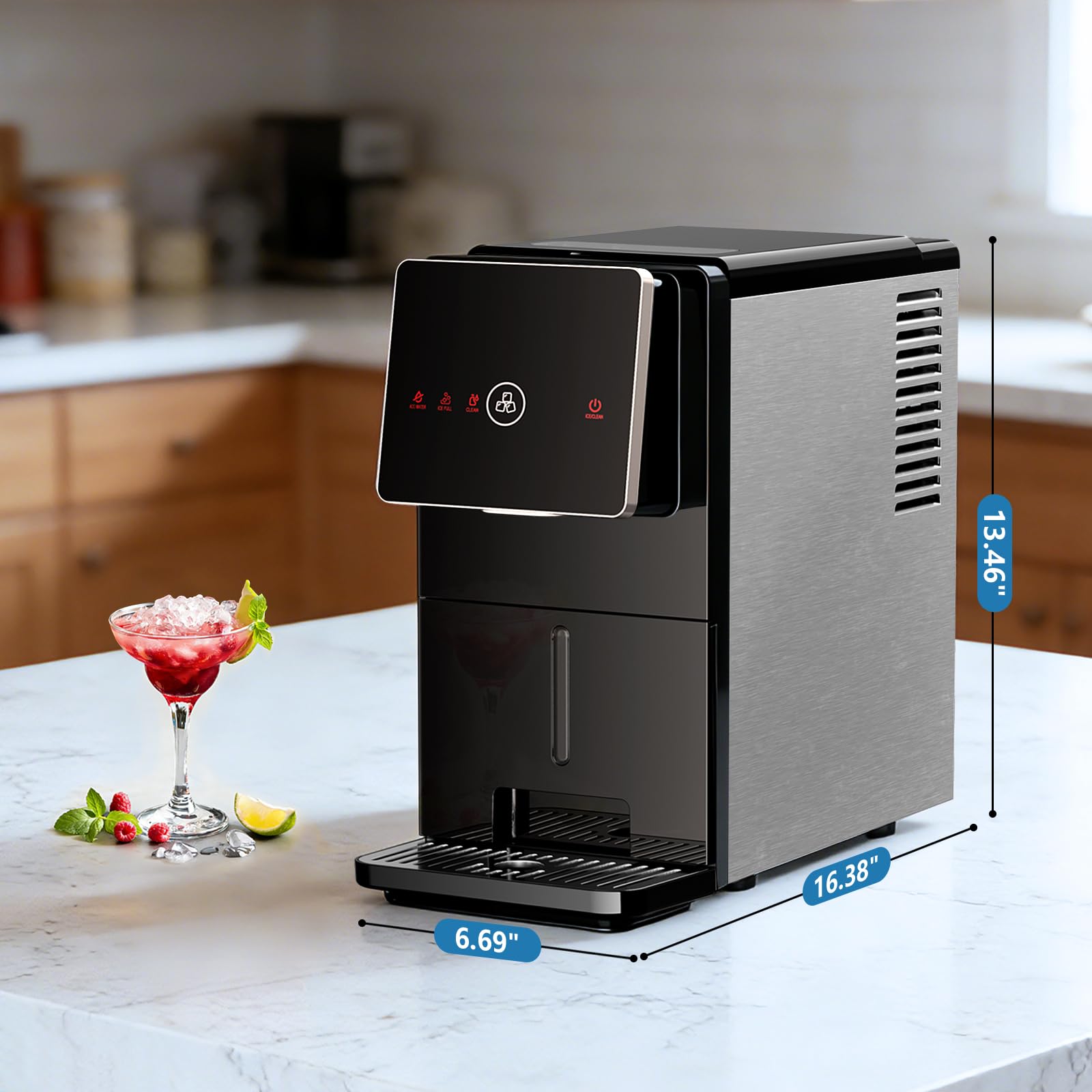 Countertop Ice Maker, 26 Lbs/Day Ice Production, 2 Sizes, 8 Ice Cubes In 6 Minutes - Portable Mini, Energy Efficient, With Basket/Scoop For Home/Party/Travel/Camping/Bar on Fridge.com - View 6