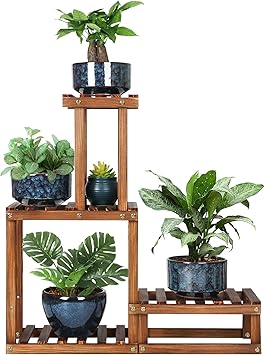 COOGOU Wood Plant Stand Indoor Outdoor 4 Tiers Plant Rack Corner Planter Shelf Flower Pot Holder ...