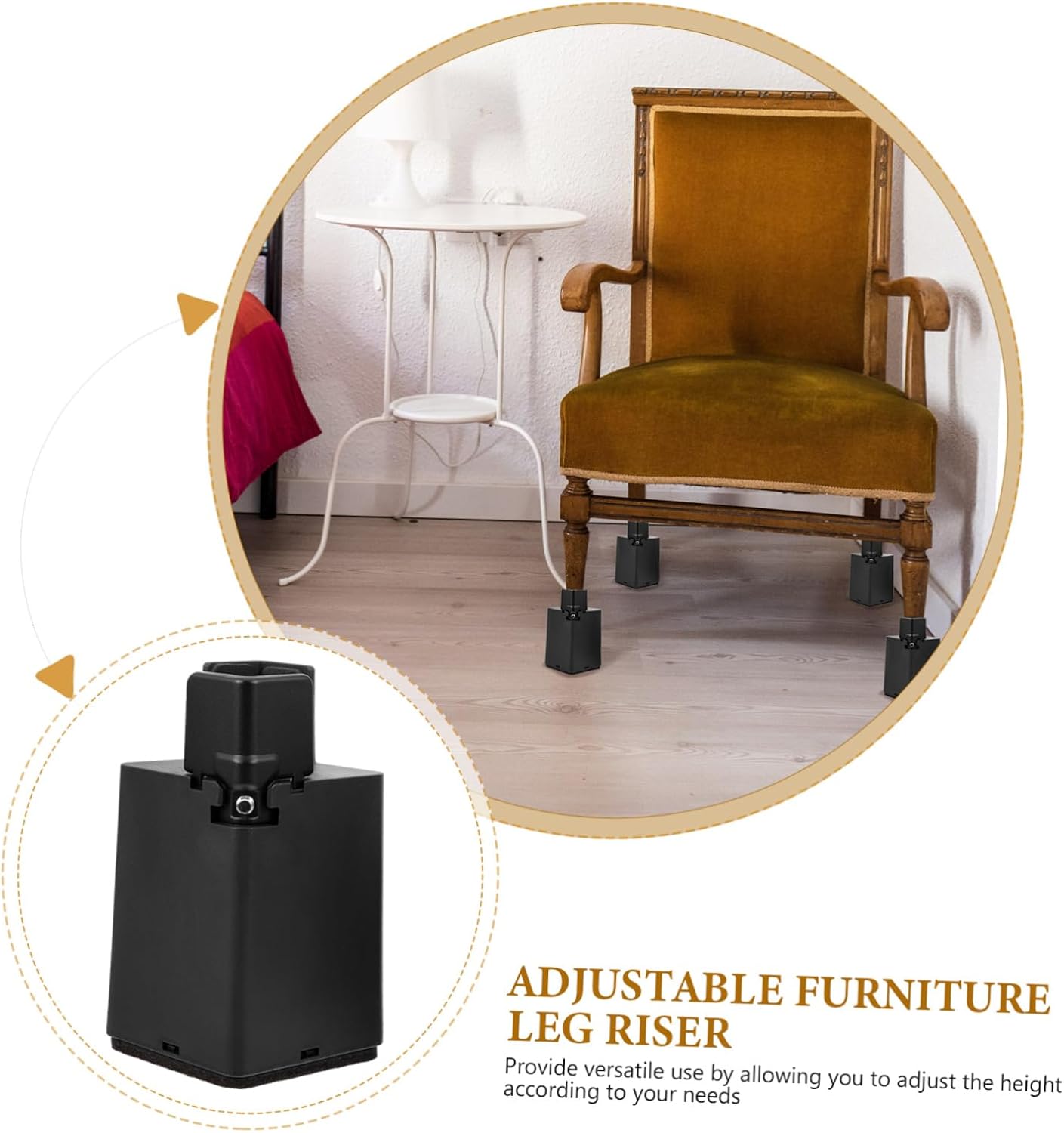 4pcs Adjustable Furniture Risers Foot Pads for Bed Table and Cabinet Heightening Heavy Duty Bed Lifts for Reliable Support and Stability