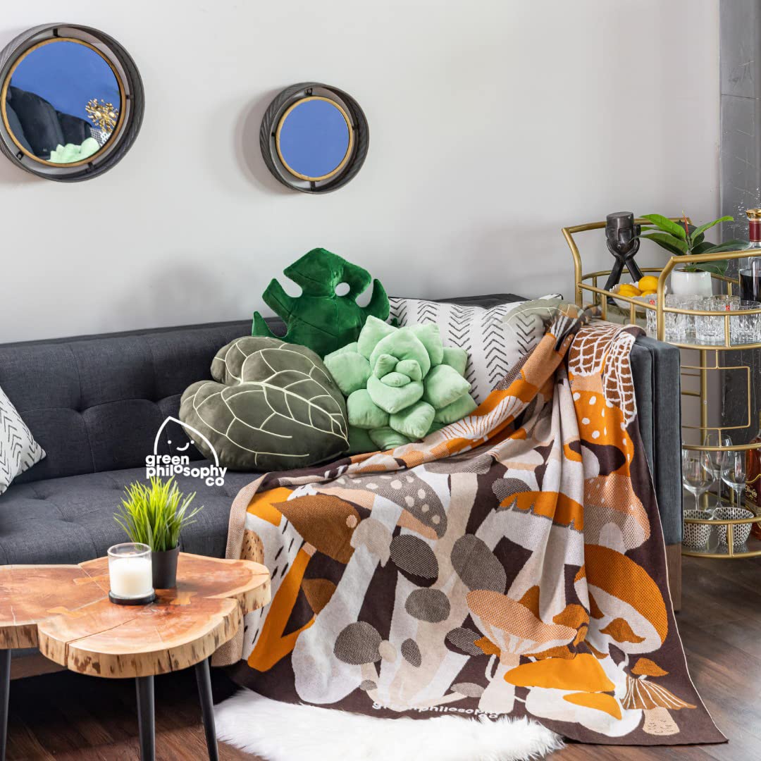 Green Philosophy Co. Plush Succulent Leaf Pillow 3D Accent Anthurium Warocqueanum Plant Throw Pillows for Couch Sofa Living Room Home Decor for Plant & Garden Lovers, Green Thumb Family & Friends