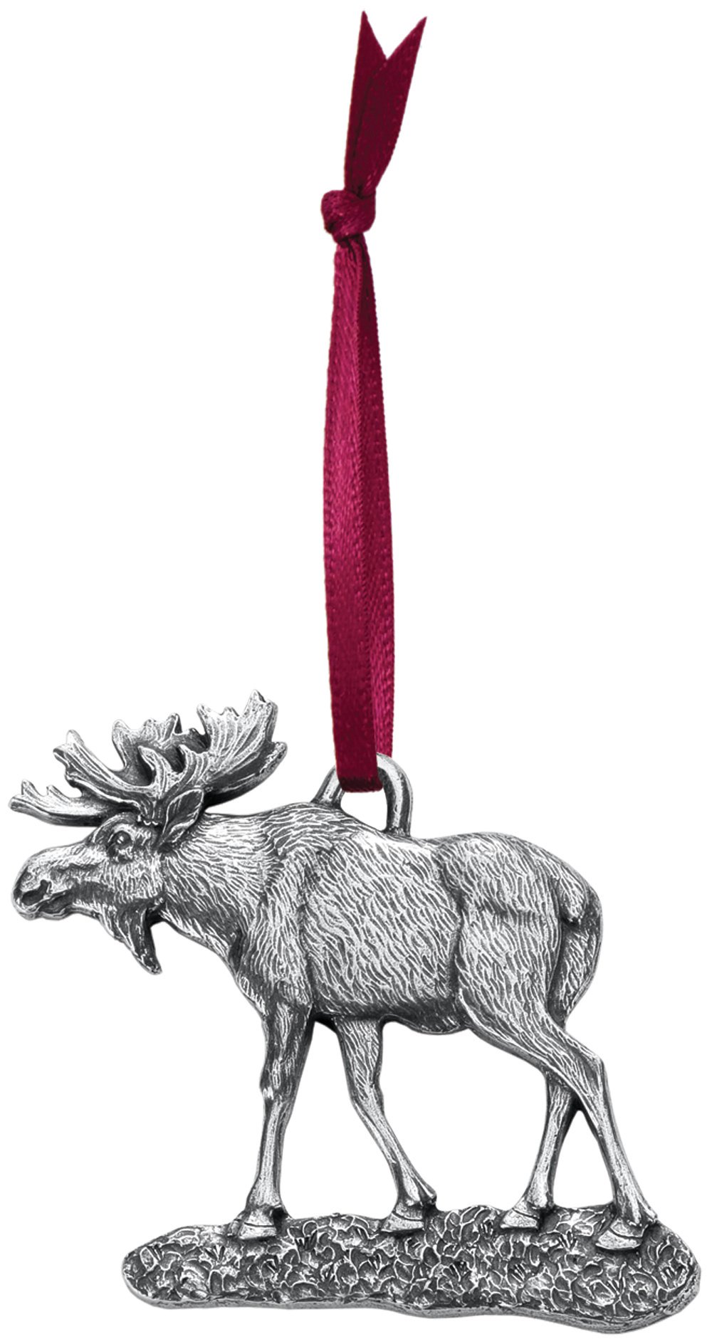 Danforth Moose Ornament for Christmas Tree – Handcrafted Pewter Moose Christmas Ornaments – Satin Ribbon, 2” Tall by 1 7/8” Wide, Made in USA