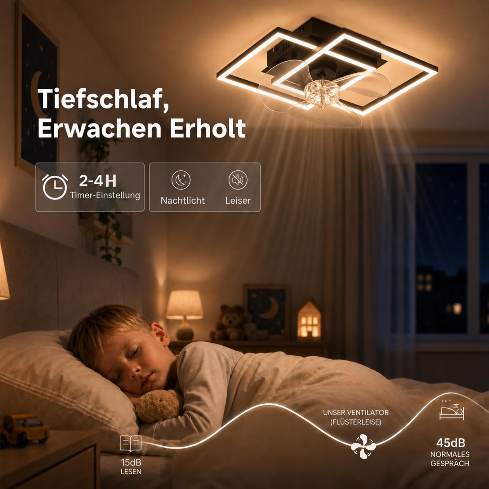 LED Lampe de Plafond Ventilateur Dimmbar Ventilateur Eclairage 29W