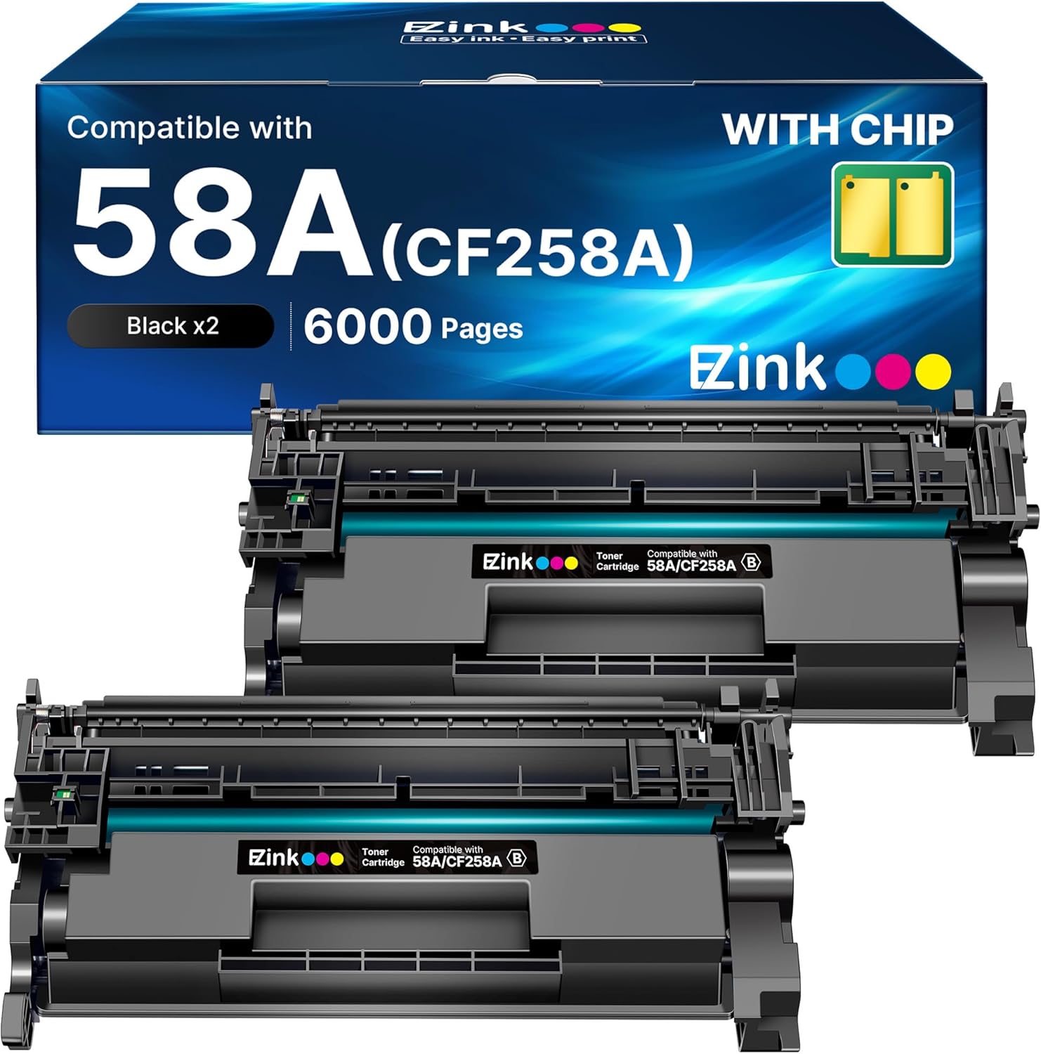 E-Z Ink 58A toner cartridge (2-pack) with chip for HP 58A/58X