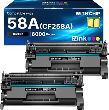 E-Z Ink 58A Toner Cartridge CF258A Compatible Replacement for HP 58A Toner Cartridge Black 58X CF258X to Use with LaserJet Pro Mep M428fdw M428dw M428fdn M404n M404dn M404dw M404 2 Black, with Chip