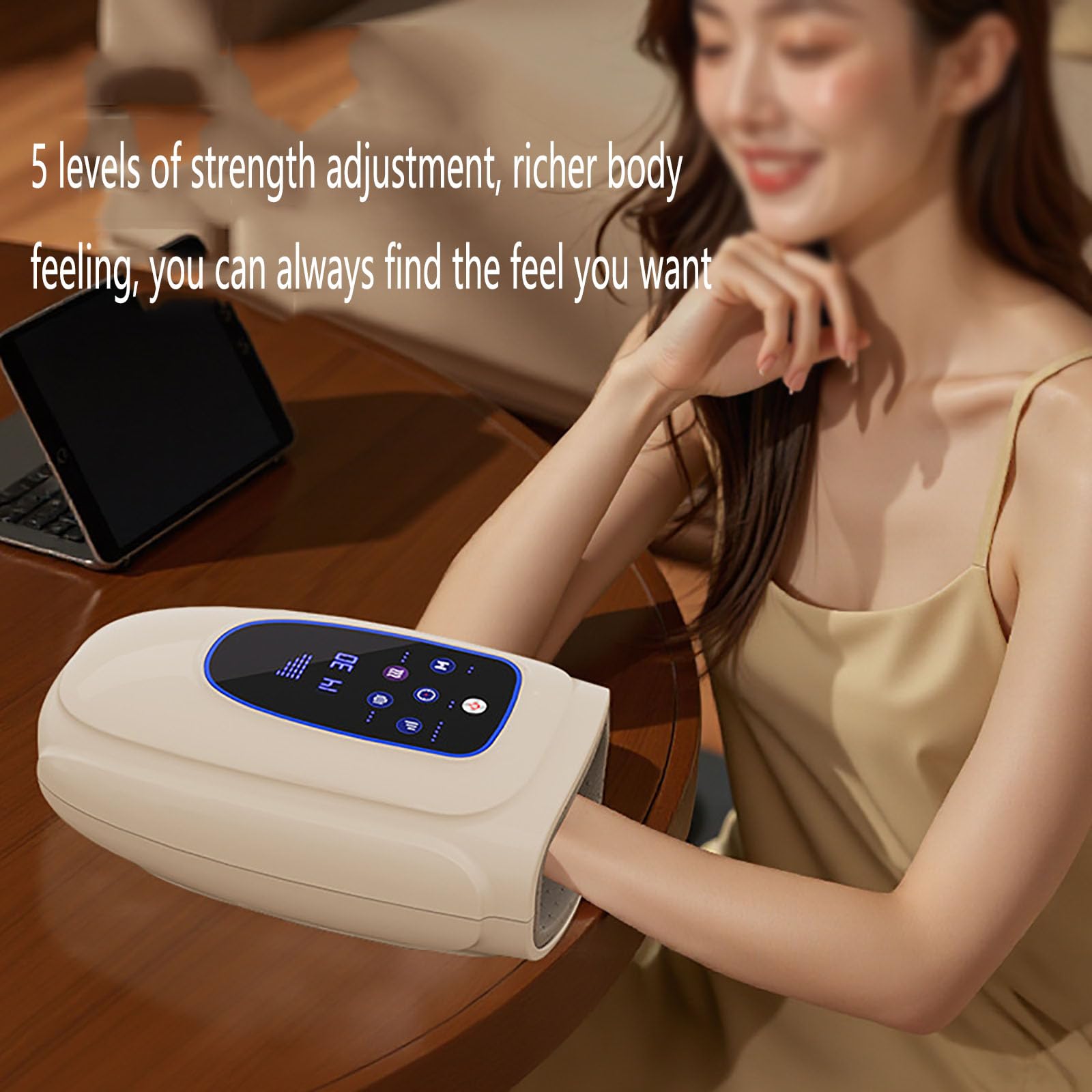 MObyat Massaggiatore per Le Mani, Scaldamani Elettrico, 3 velocità Regolabili, 5 Livelli di Intensità Regolabili, Compressa Calda a Temperatura Costante su Entrambi I Lati, Touch Impermeabile