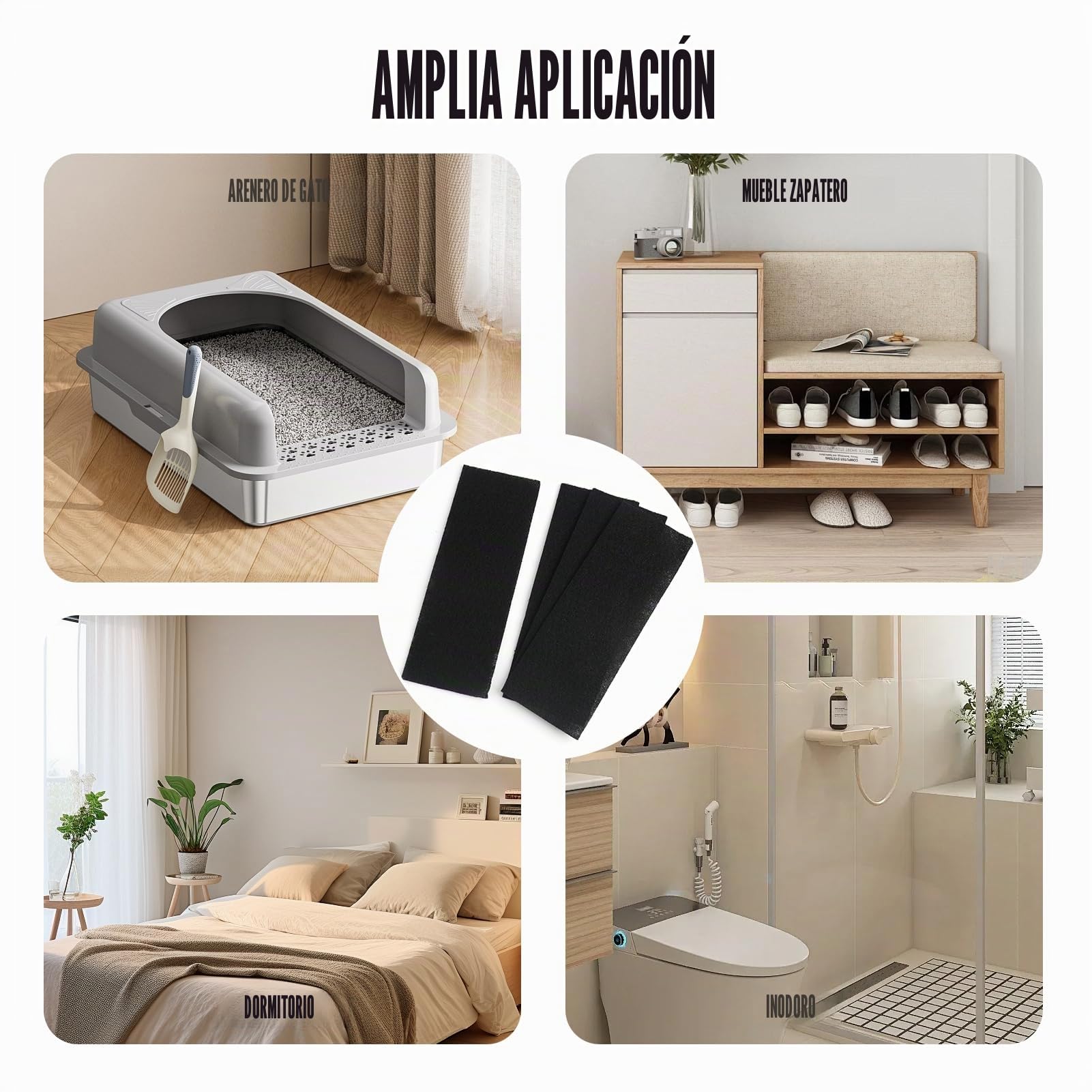 4 PCS Filtros de Carbón Activado, Filtro Desodorante de Maceta de Arena para Gatos, Esponja filtrante de Aire, Esponjas Filtrantes para Compostadores de Cocina, Neutralizadores de Olores Efectivos