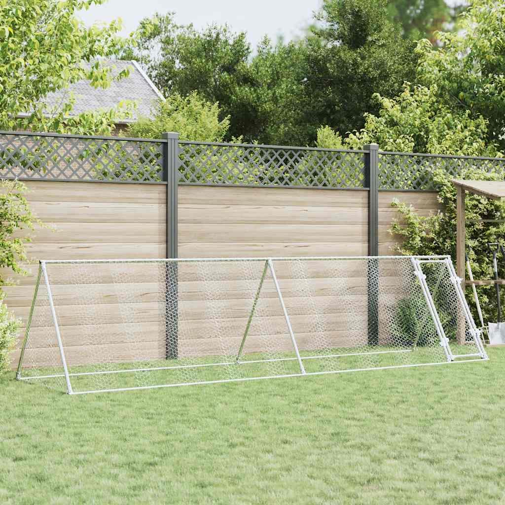 vidaXL Jaula para Gallinas, Caseta para Pollos Patos Conejos, Recinto para Animales, Gallinero para Jardín Patio, Acero Galvanizado Plateado
