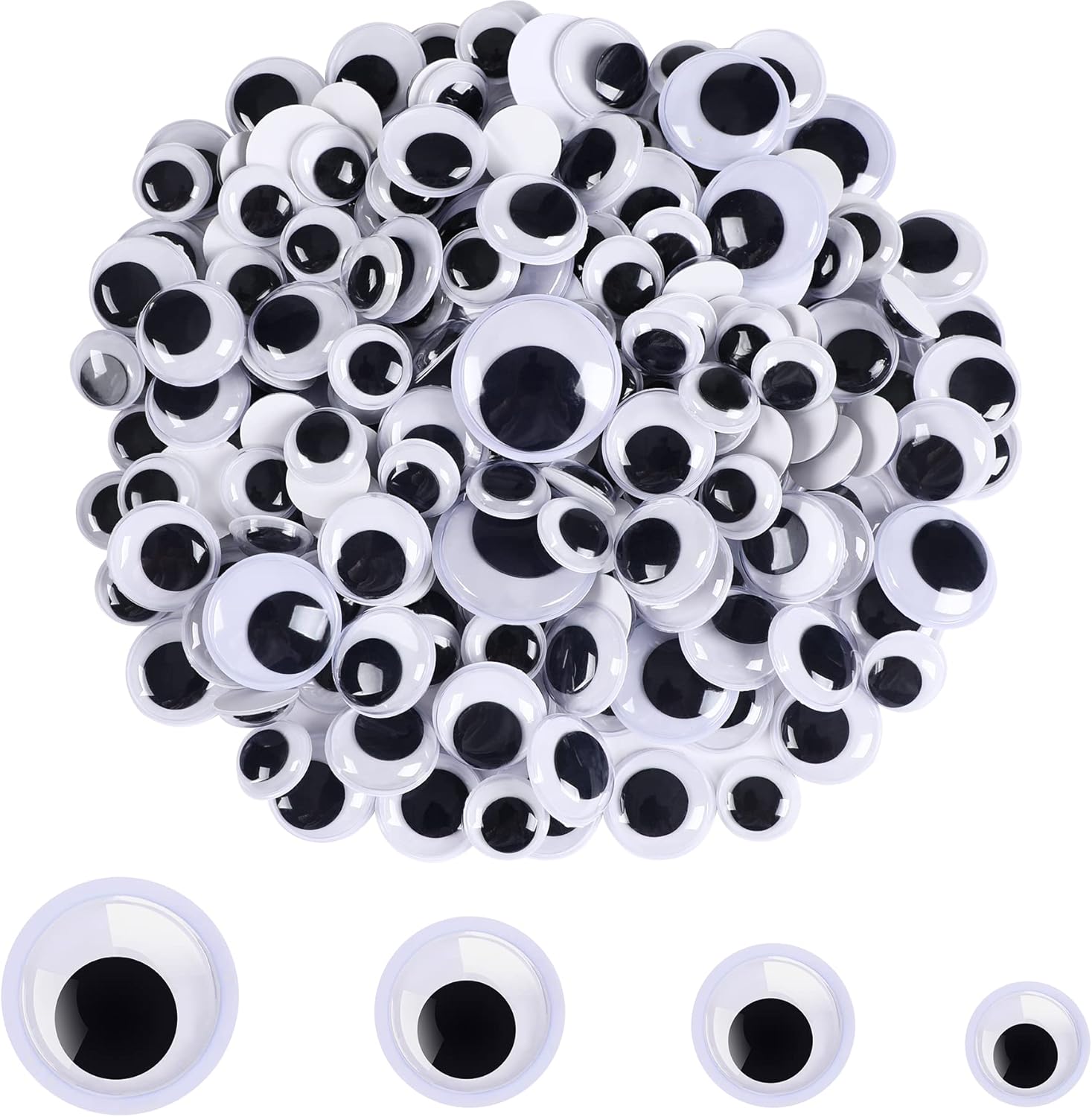 200 Pieces Wiggle Eyes, FEBSNOW Googly Eyes Self Adhesive