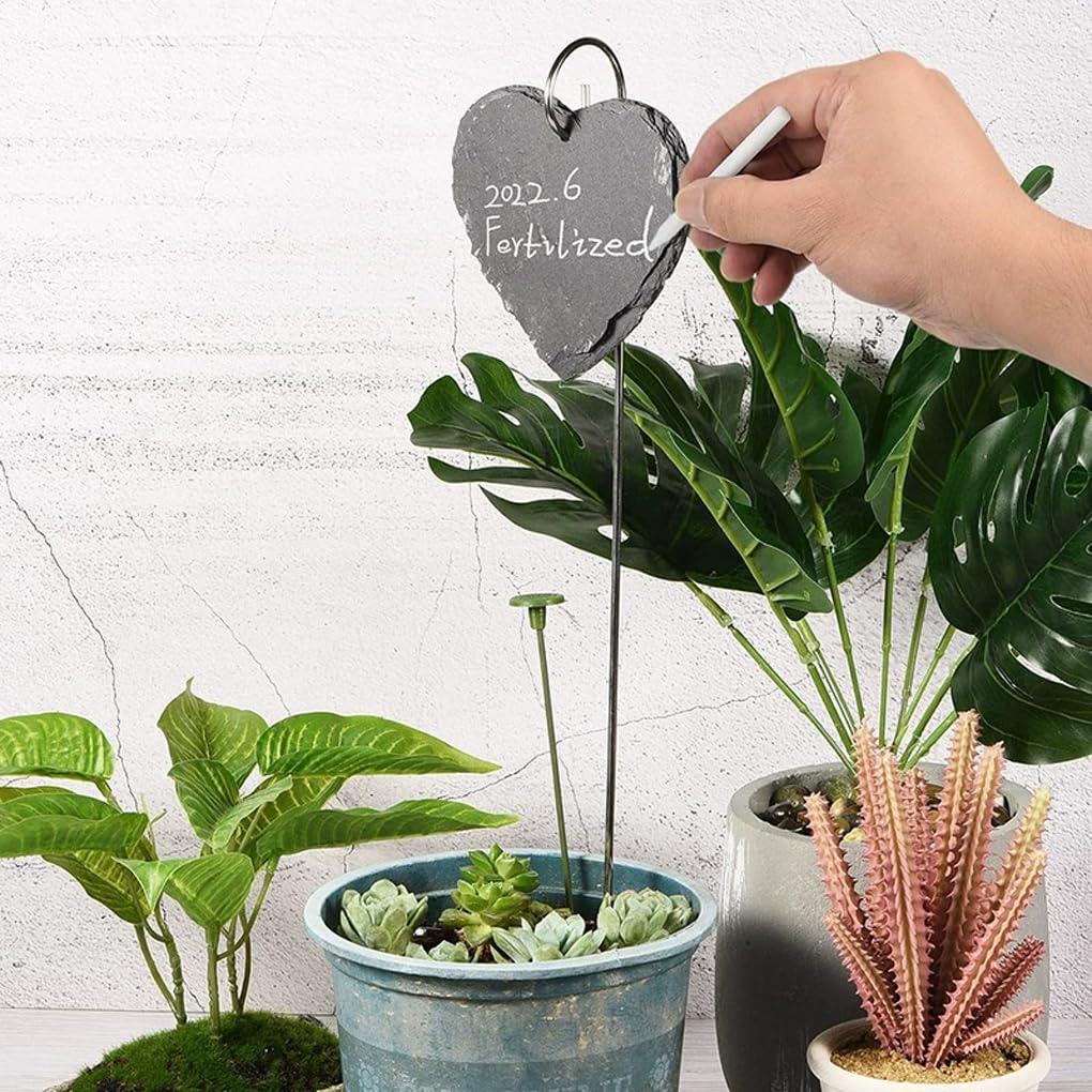 Etiquetas para plantas en losas de piedra, Ovalado-10 * 8cm | una fácil identificación de las plantas en el jardín. Juego de etiquetas para losas de piedra.