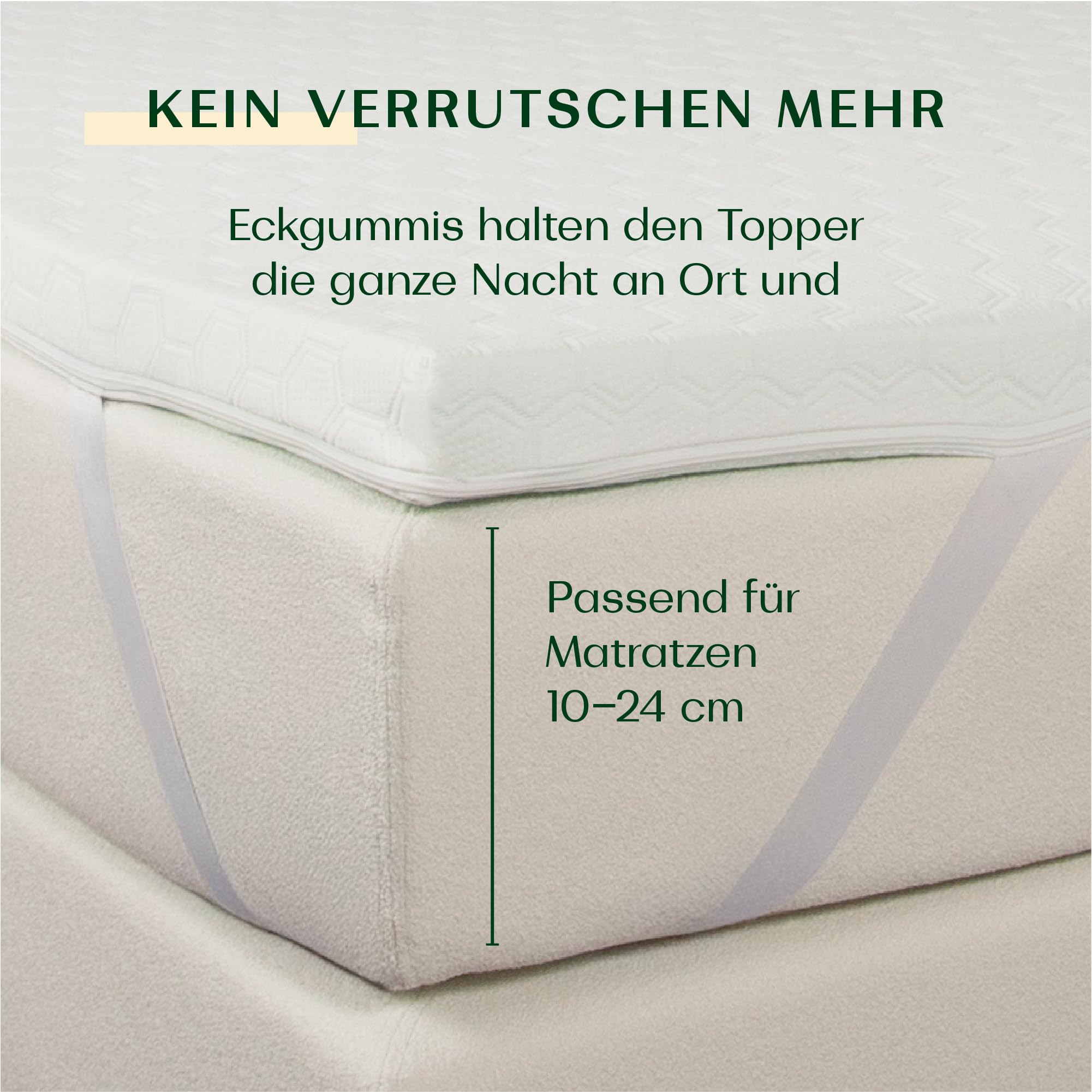 Wendre Topper Bezug 180x200 – Passend für 5–7 cm Höhe – 3-seitiger Reißverschluss – Waschbar bei 40°C – Oeko-TEX Zertifiziert – Schutzbezug für Matratzentopper