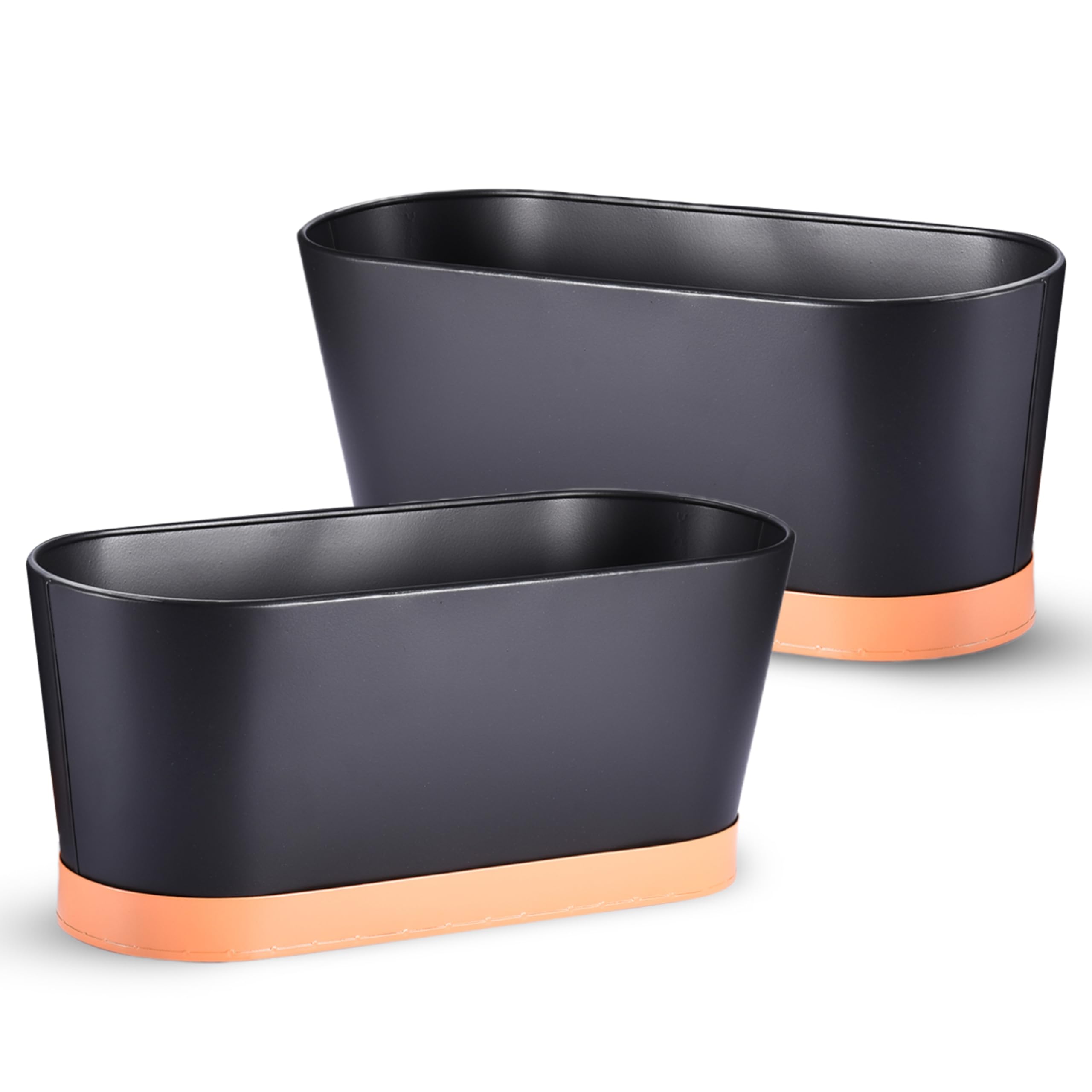 Window Garden Window Boxes Planters - 2-Pack Rectangular Planter - Window Sill Planter Box - Plastic Plant Pot with Water Level Indicator, Drainage Holes, and Trays