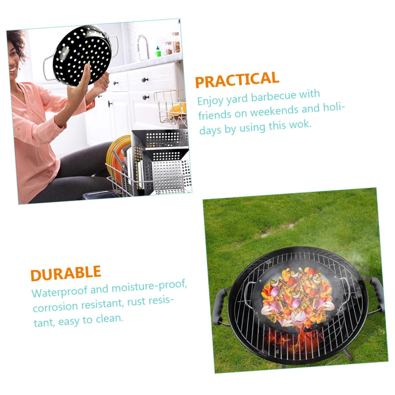 Mikikit Cestello Per Griglia Antiaderente e Wok Multifunzione Per Barbecue, Accessorio Pratico Per Grigliate All'aperto e Buffet, Resistente e Facile Da Pulire