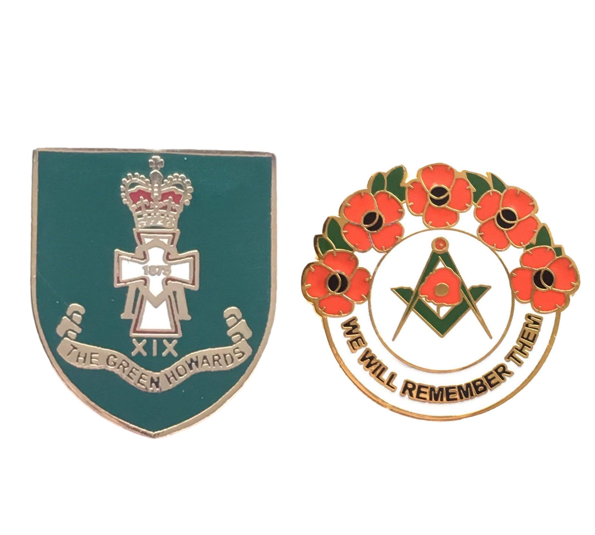 Smartbadge® The Green Howards Military Badge And Masonic We Will Remember Hard Enamel Lapel Pin Badges