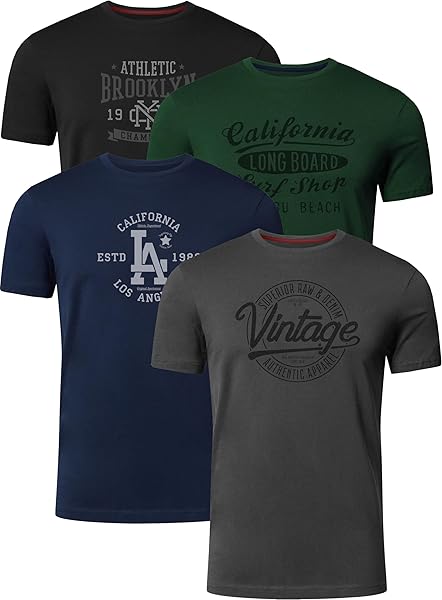 FULL TIME SPORTS Herren Baumwolle T-Shirt 4er Set