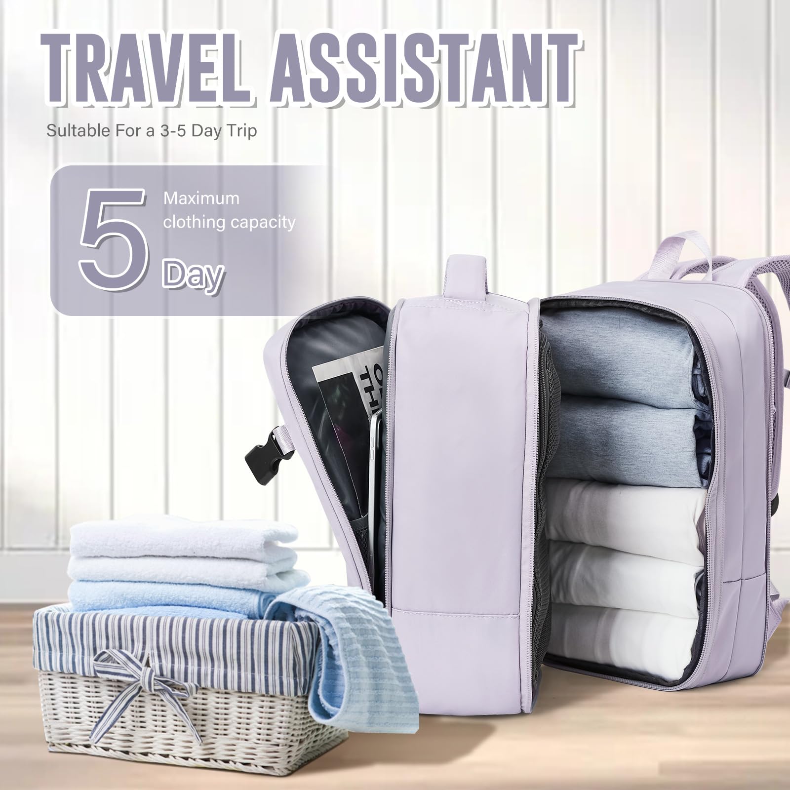 BJLFS Zaino da Viaggio con Sottovuoto Ryanair 40x20x25 Bagaglio a Mano,Bagaglio a mano EasyJet Borsa da Viaggio donna Zaino Viaggio Casual Daypack per laptop da 14 pollici