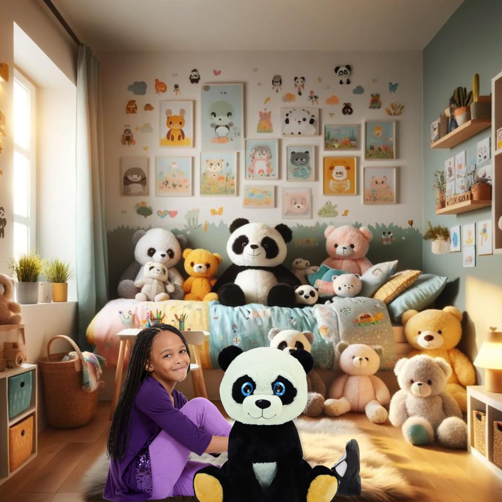 TE-Trend Oso panda XXL, 50 cm. El peluche perfecto para todas las situaciones de la vida, ya sea como amigo, regalo o para abrazar. Con sus ojos azules brillantes y su suave pelaje hará feliz a todo