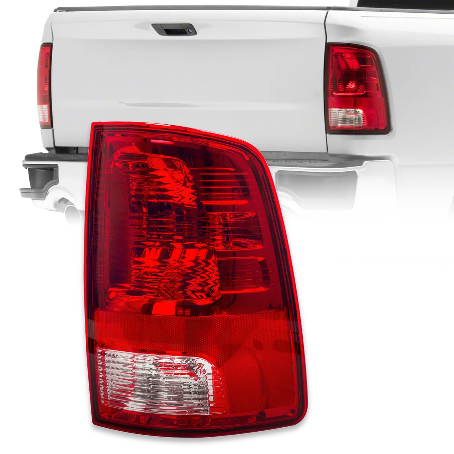 RANSOTO Right Tail Light Compatible with Dodge Ram 1500 2500 3500 Classic 2009-2018 Passenger Side Rear Taillight Brake Lamp with Bulb Replaces CH2819124