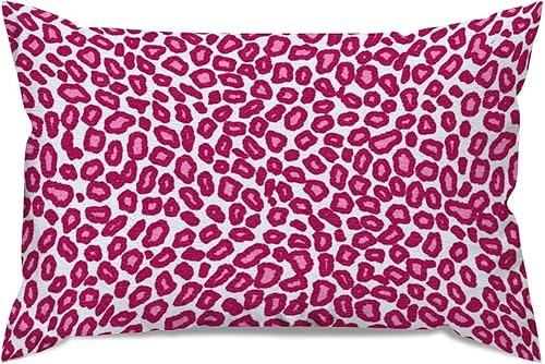 Vista 365 de Funda de cojín con estampado de guepardo rosa intenso, cojín cuadrado con estampado de animales fucsia, funda de almohada decorativa para el hogar