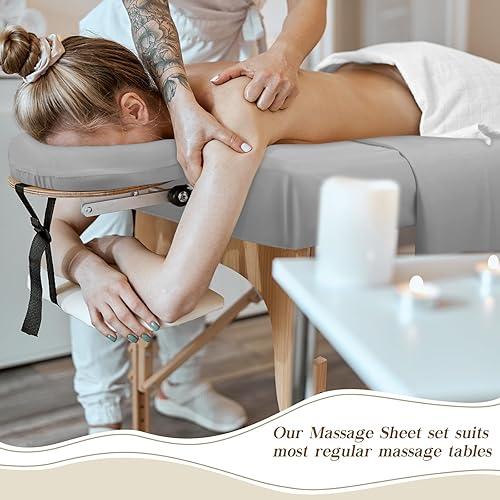 Miniatura 4 de Mixweer Juego de 9 sábanas para mesa de masaje, 3 piezas, incluye sábanas de masaje, funda para masaje, funda para reposo facial, funda para cama de