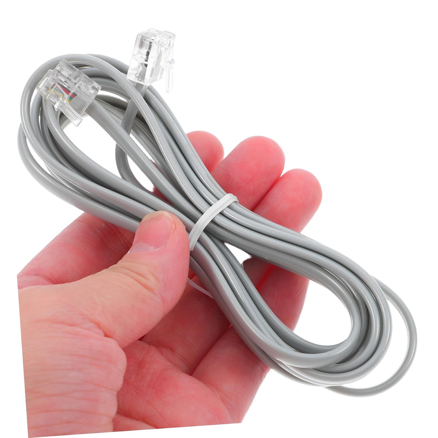 10pcs PC Phone Extension Cords Silver Gray PVC Telephone Line Cable for Office Hotel Fax Answering Machine Replacement