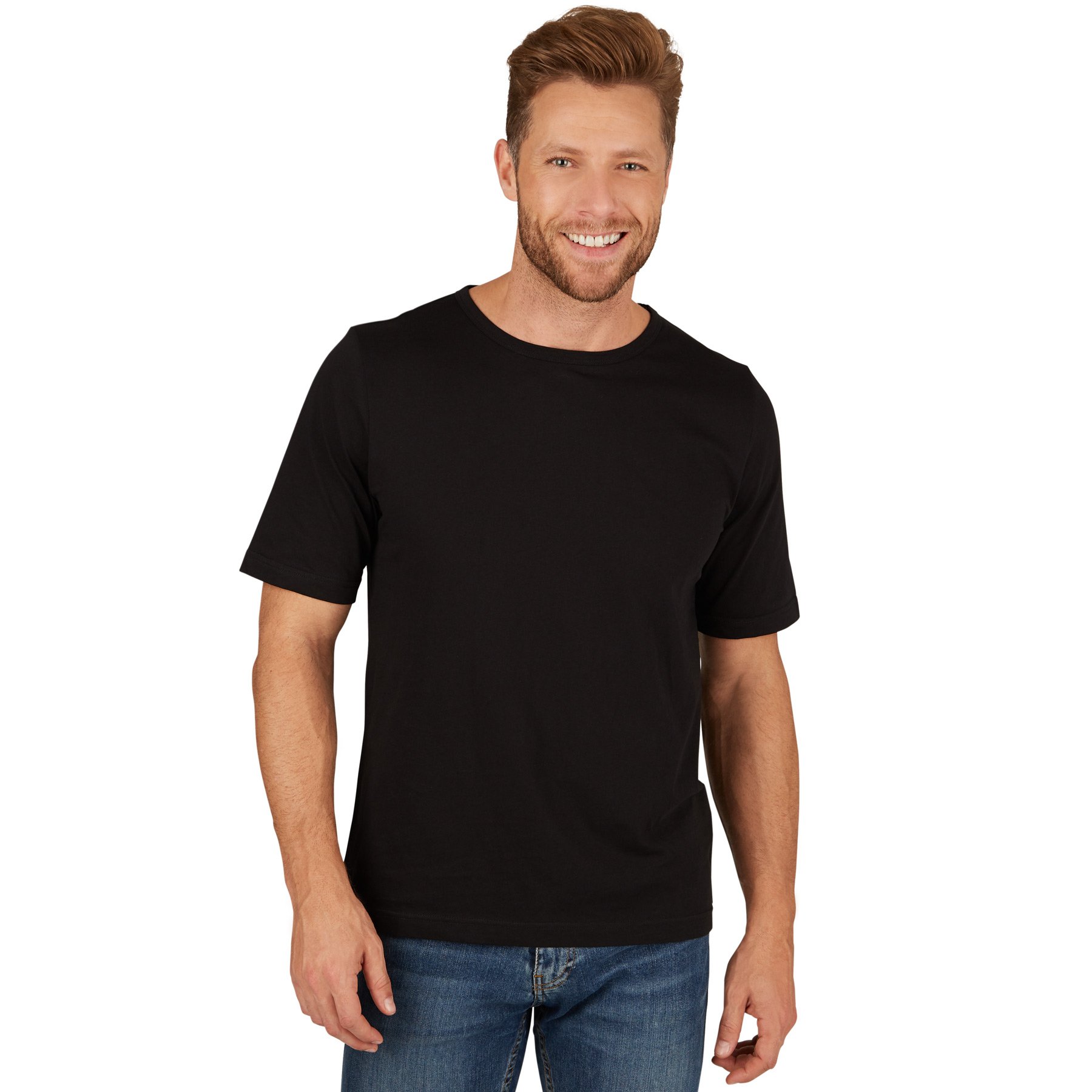 dressforfun Herren T-Shirt mit Rundhals-Ausschnitt | einfarbig | 100% Baumwolle | -Diverse Farben- (XXL | Schwarz | Nr. 301274)