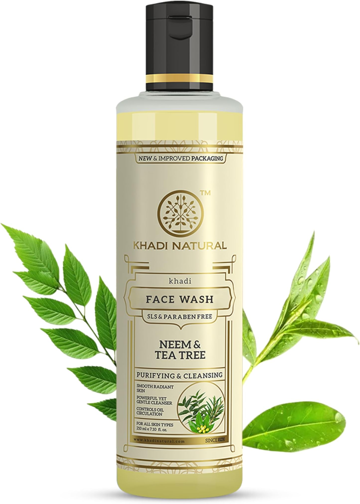 Neem & Tea Tree Herbal Face Wash | Controls Acne and Promotes Glowing Skin | Paraben, Sulphate Free | Suitable for All Skin Types | 210ml