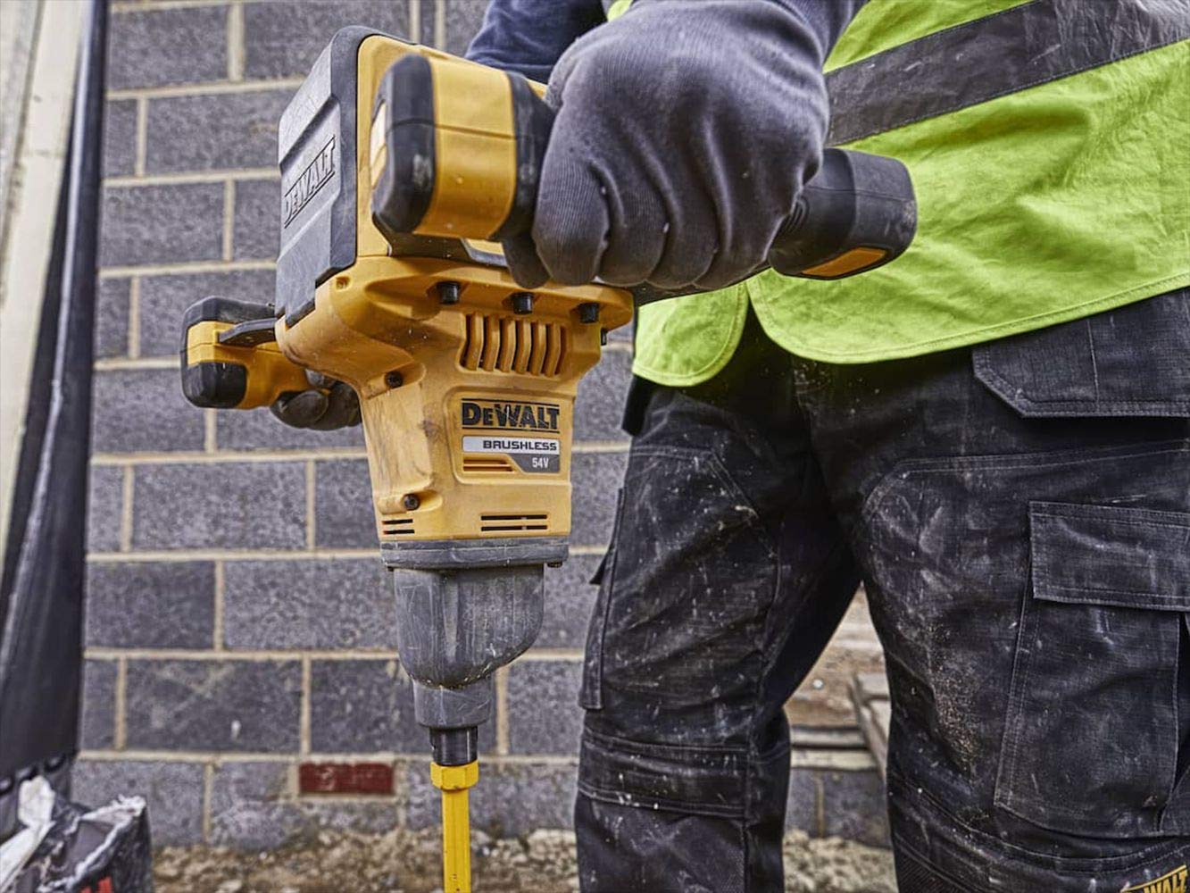DEWALT Malaxeur à Palette XR FLEXVOLT 54 V Sans Fil - Sans Batterie Ni Chargeur - Pour les Applications de Mélange de Plâtre, Enduit, Epoxy - 5 Vitesses Variables - Conception à 2 Poignées DCD240N-XJ