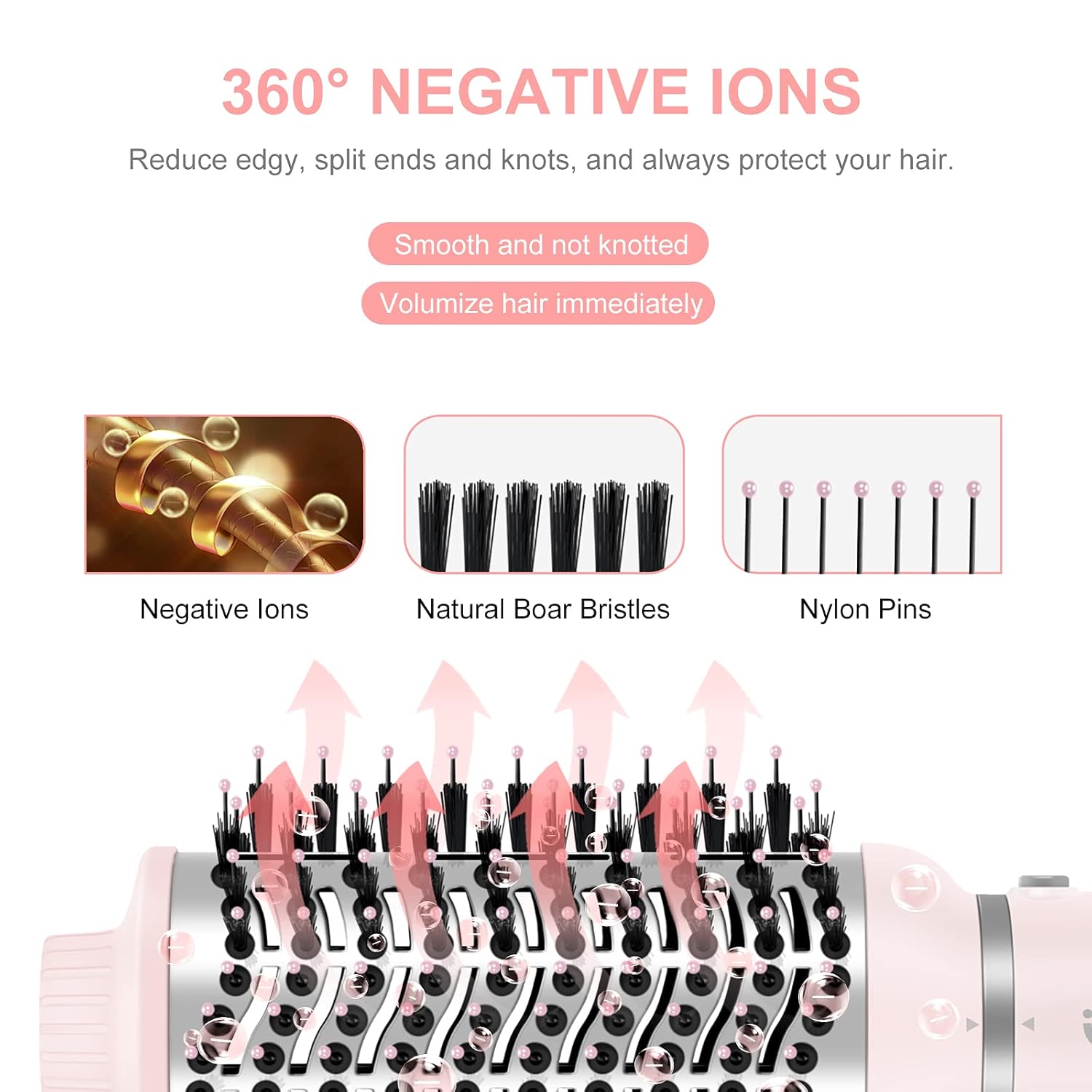 IG INGLAM Hair Drye Brush and Titanium Flat Iron Hair Straightener Bundle
