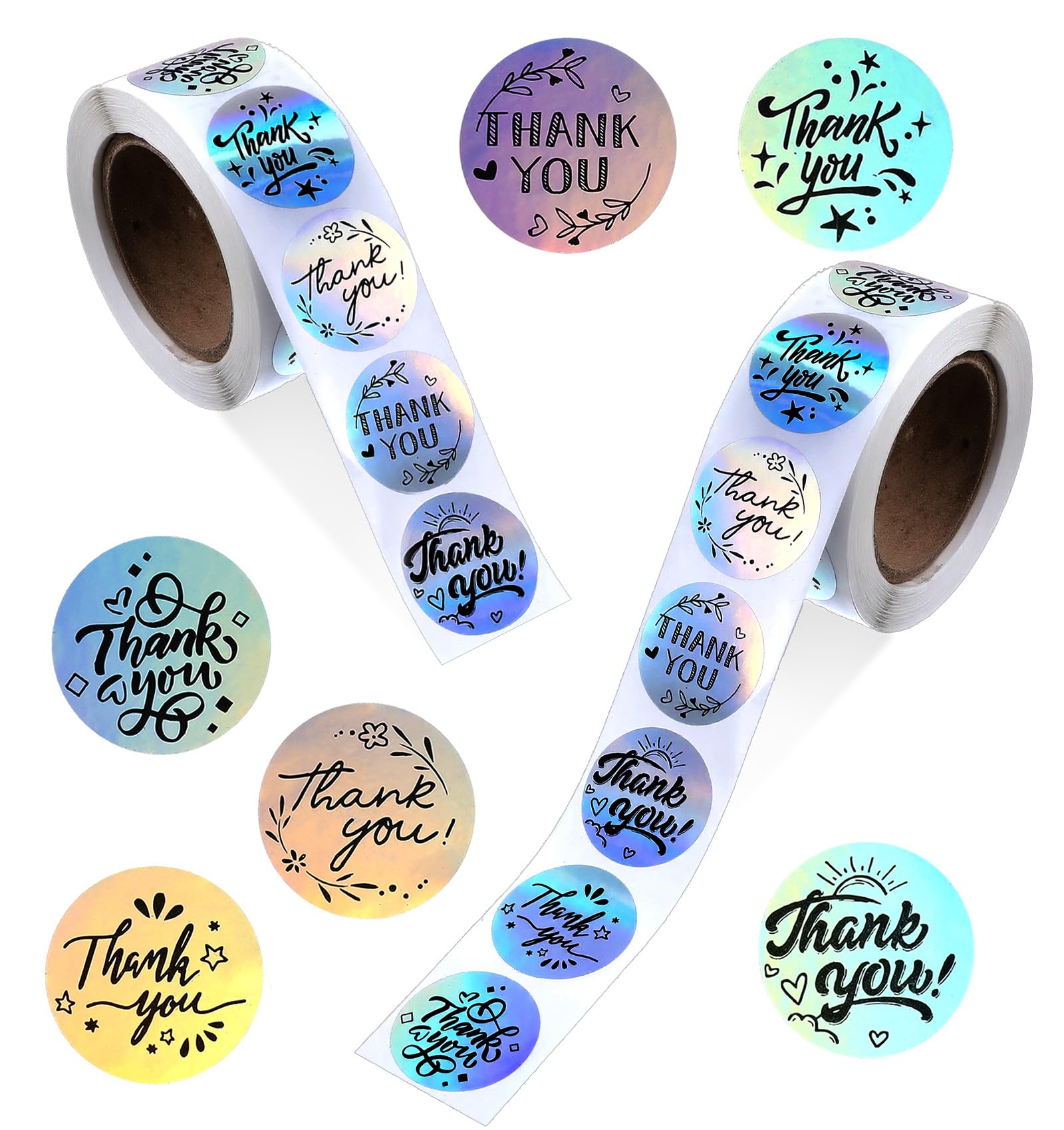 1000PCS Thank You Stickers for Packaging 1 Inch, 2 Rolls Self Adhesive Thank You Labels for Invitation Cards, Wedding Decoration, Notes, and Gift Tag Decoration