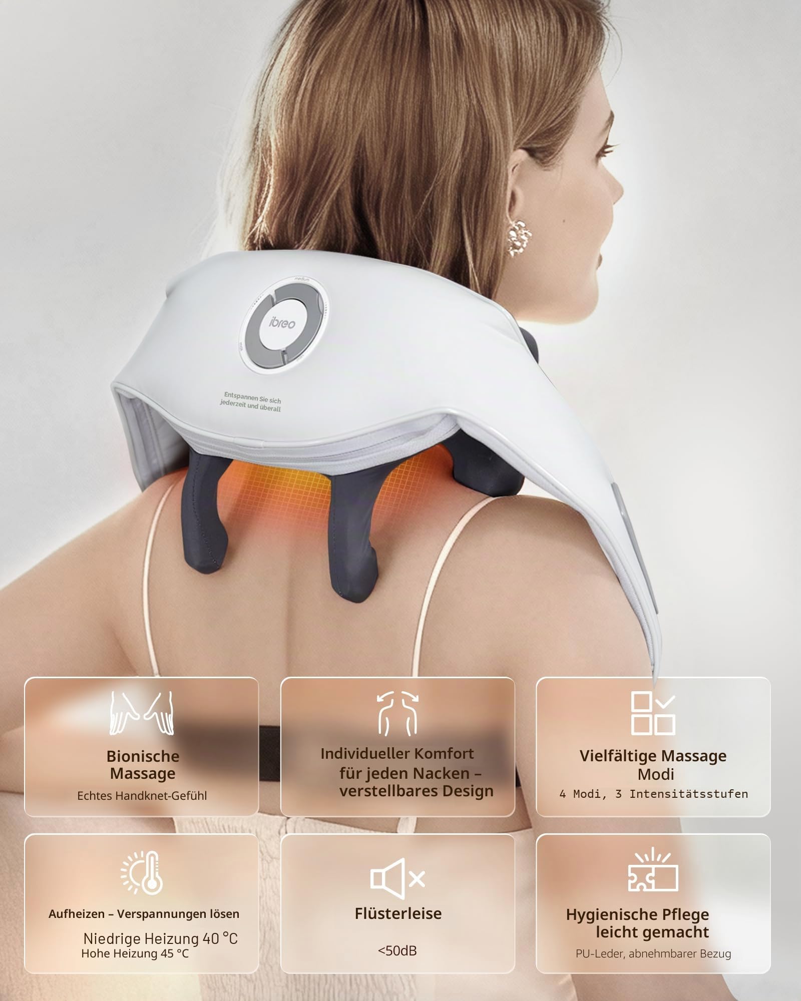 Schnurloses elektrisches Nackenmassagegerät mit Wärme,einstellbarer Distanz | Shiatsu-Massage, 3D-Tiefengewebekneten, wiederaufladbar &mehrere Modelle zur Schmerzlinderung