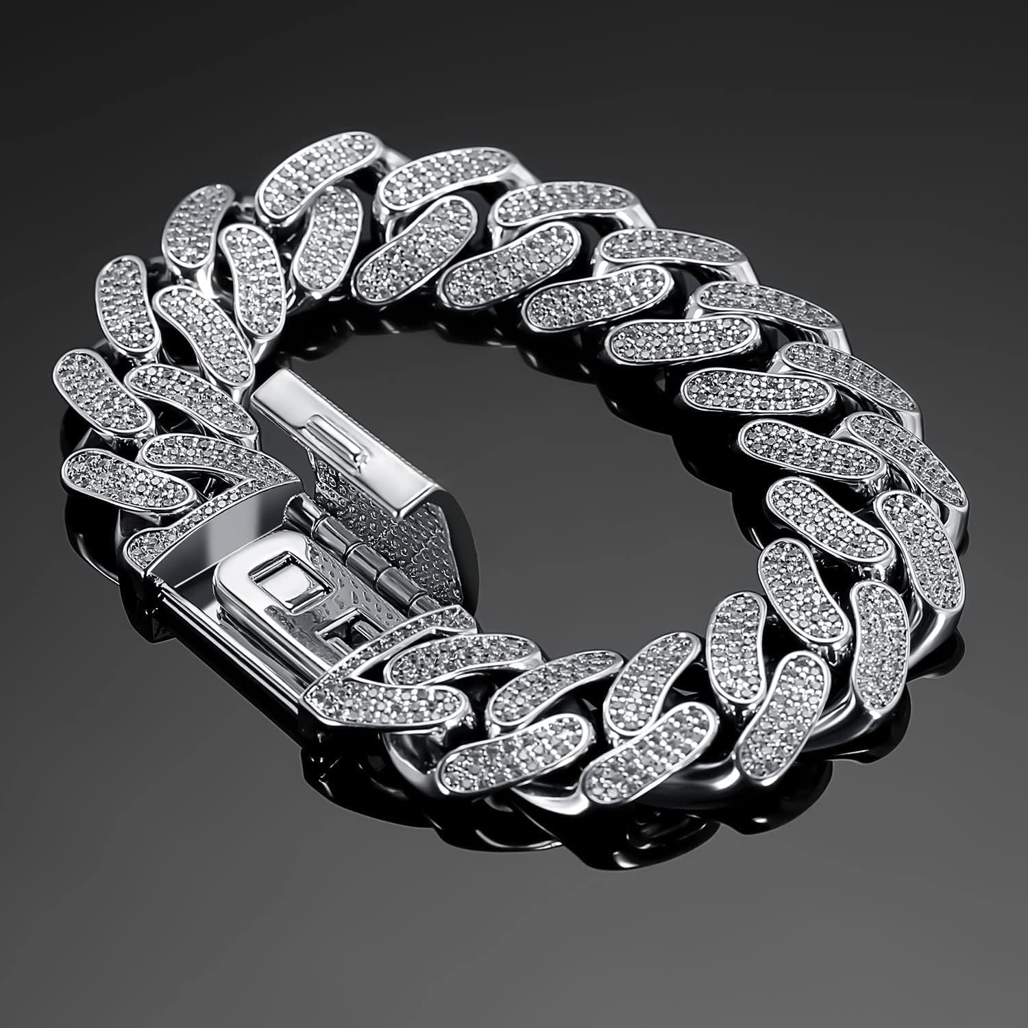 15mm Cuban Link Bracelet for Men 18K REAL Gold Plated/White Gold Plated Iced Out Hip Hop Jewelry 5A+ Cubic Zirconia - Image 3