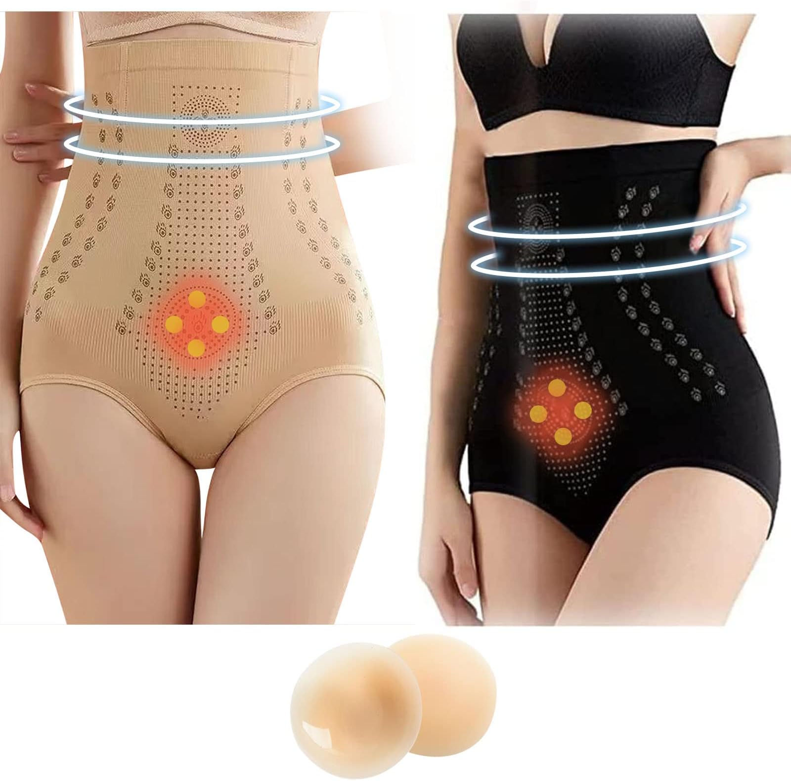 XTDMJ Unique Fibre Restoration Shaper, 2 Pieces Women's Butt Lifter Underwear and 1 Pairs Silicone Nipple Covers Pasties, Elastic High Waist Body Shaper, Abdominal Control Butt Lifter Underwear