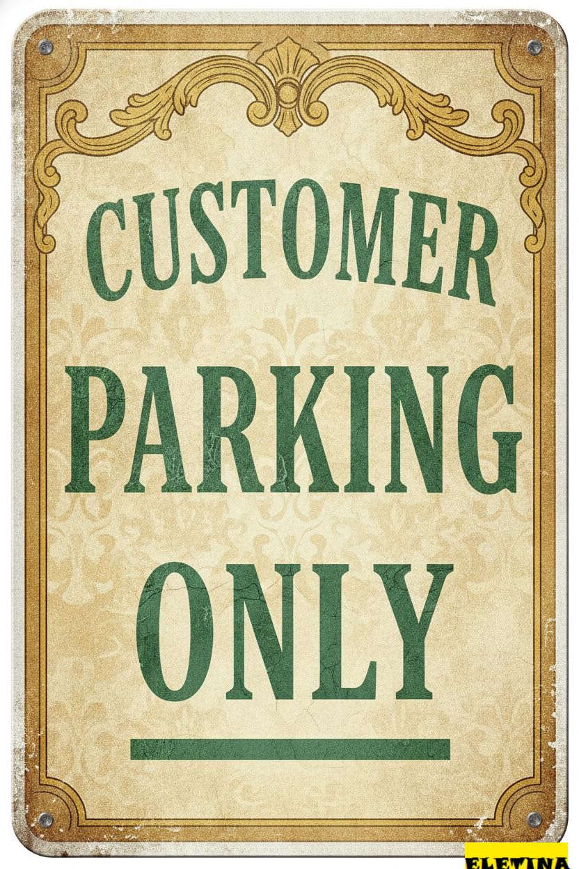Customer Parking Only Warning Tin Sign, 8x12 Inch Decor