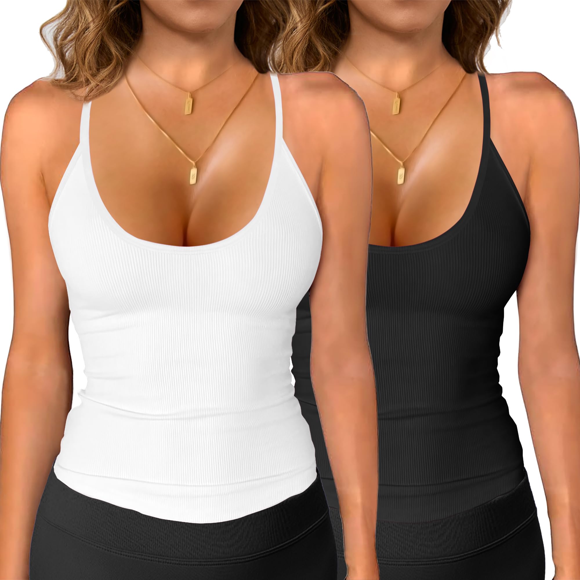 iGENJUN Tank Tops for Women Built in Shelf Bra Spaghetti Strap Summer Camisole