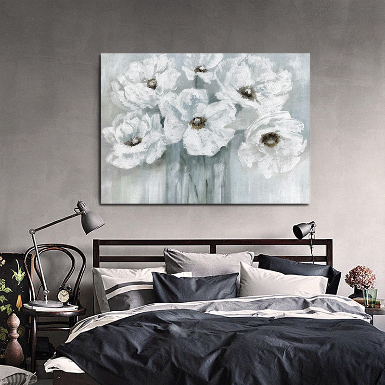 Płótno sztuka ścienna druk abstrakcyjny biały kwiat obraz rozciągnięte obrazy artystyczne salon dekoracje wnętrz domu 70 x 90 cm x 1 szt. rama wewnętrzna