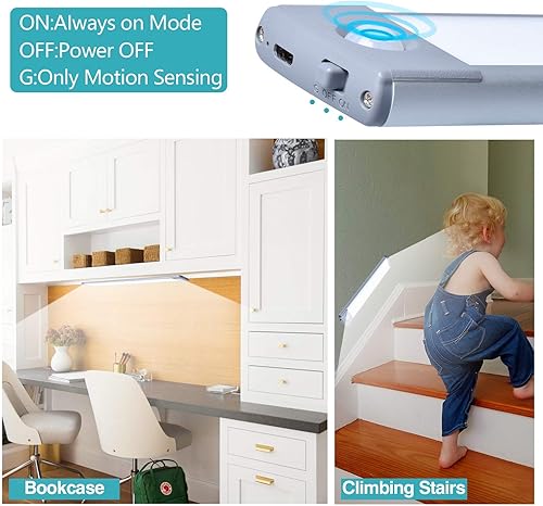 Miniatura 10 de 54 luces LED para armario, luz con sensor de movimiento, inalámbrica, luces magnéticas para debajo del gabinete, luz recargable USB-C de gran