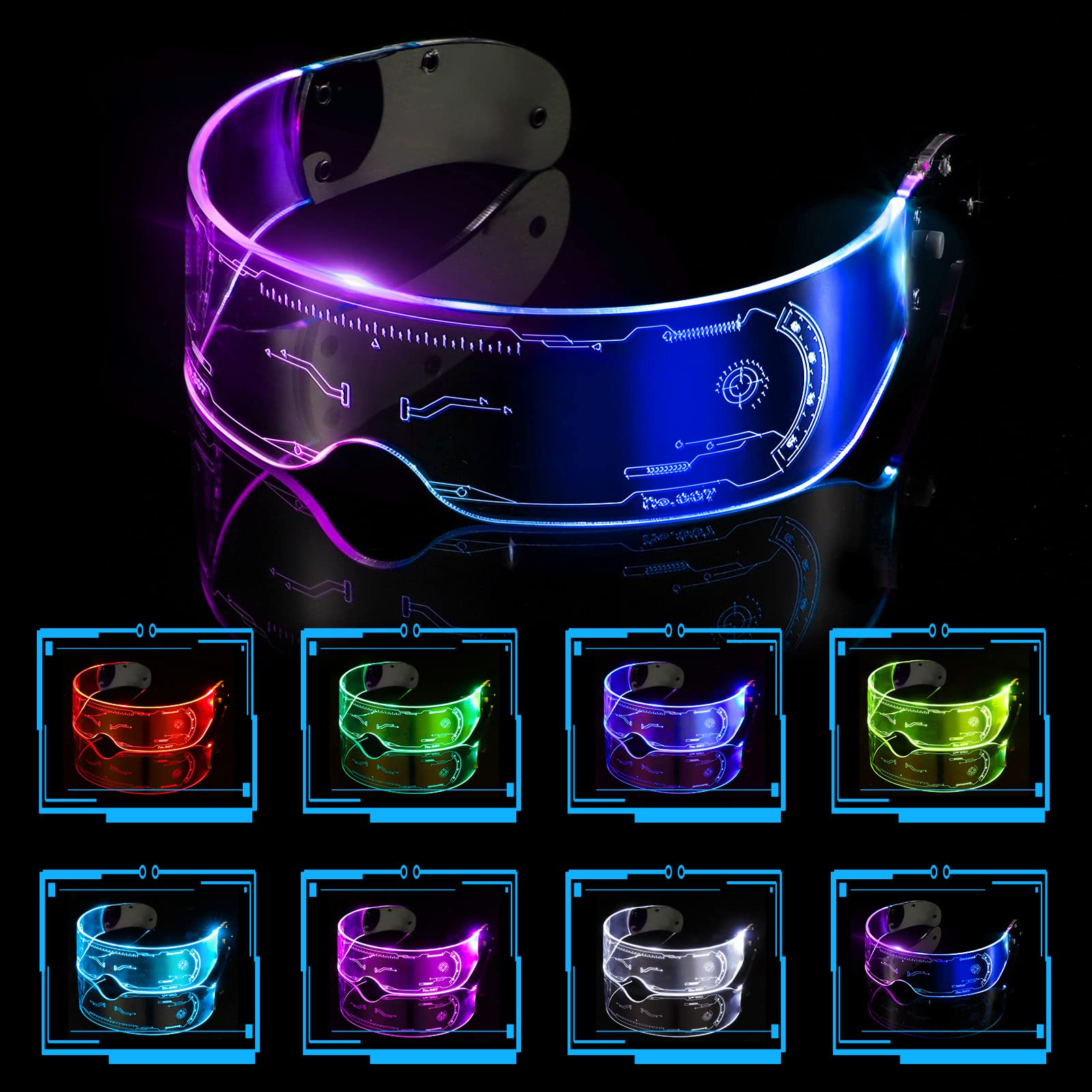 LED Glasses: 7 Colors, Rechargeable Party Glasses -2