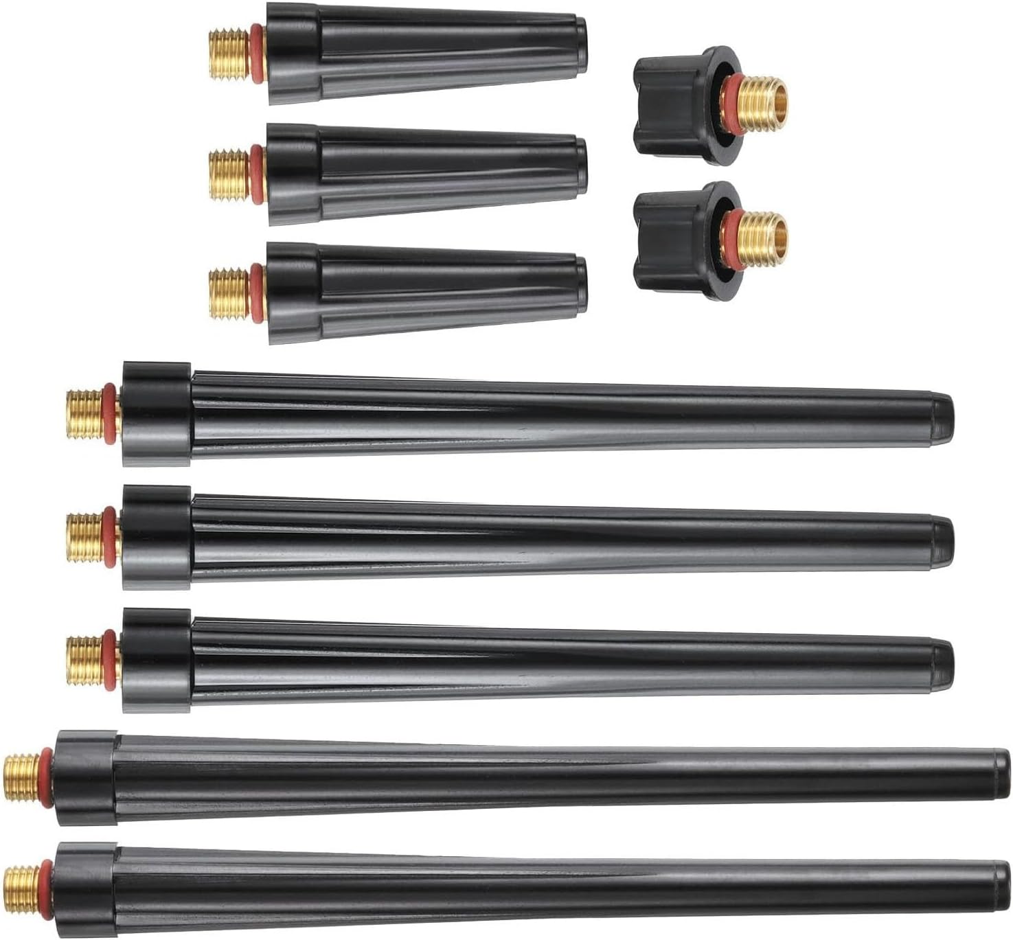 10-Piece TIG Torch Back Cap Replacement Set for WP-9, WP-20, WP-25 Series – Compatible with 41V24L, 41V24, 41V35 & 41V33 Welding Torches, Copper-Plastic Construction, Industrial Use