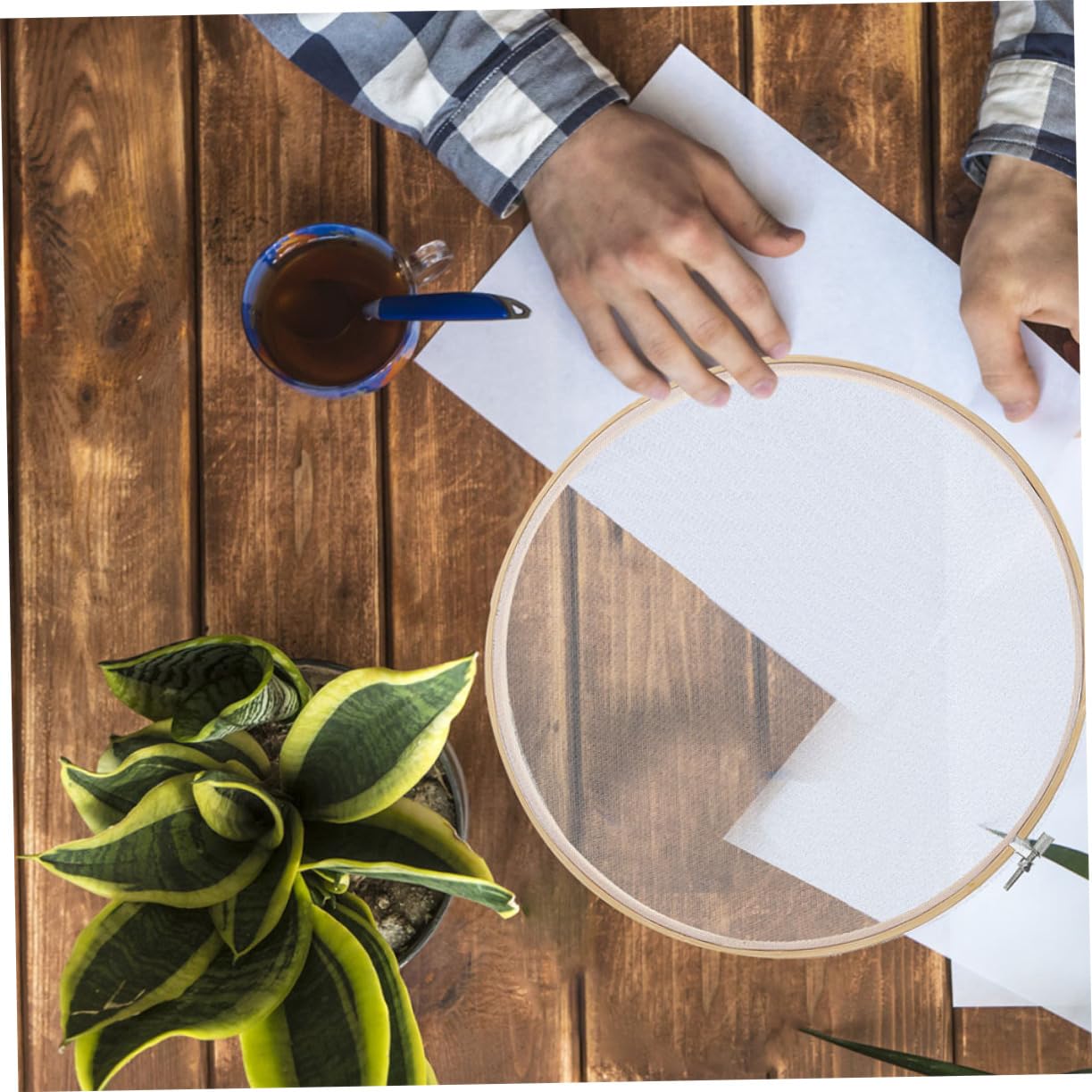 Cabilock Wooden Paper Making Screen Frame 30cm Round Paper Crafting Frame for DIY Handmade Crafts