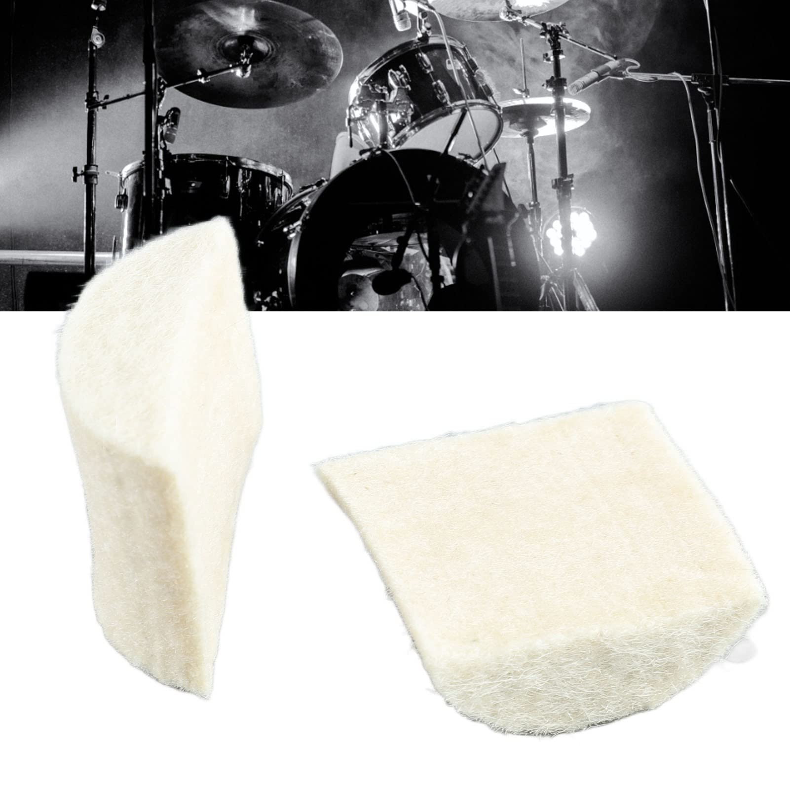 Drum Pedal Beater Felt Pads Replacement for Bass Mallet Hammer Head Percussion Accessory White